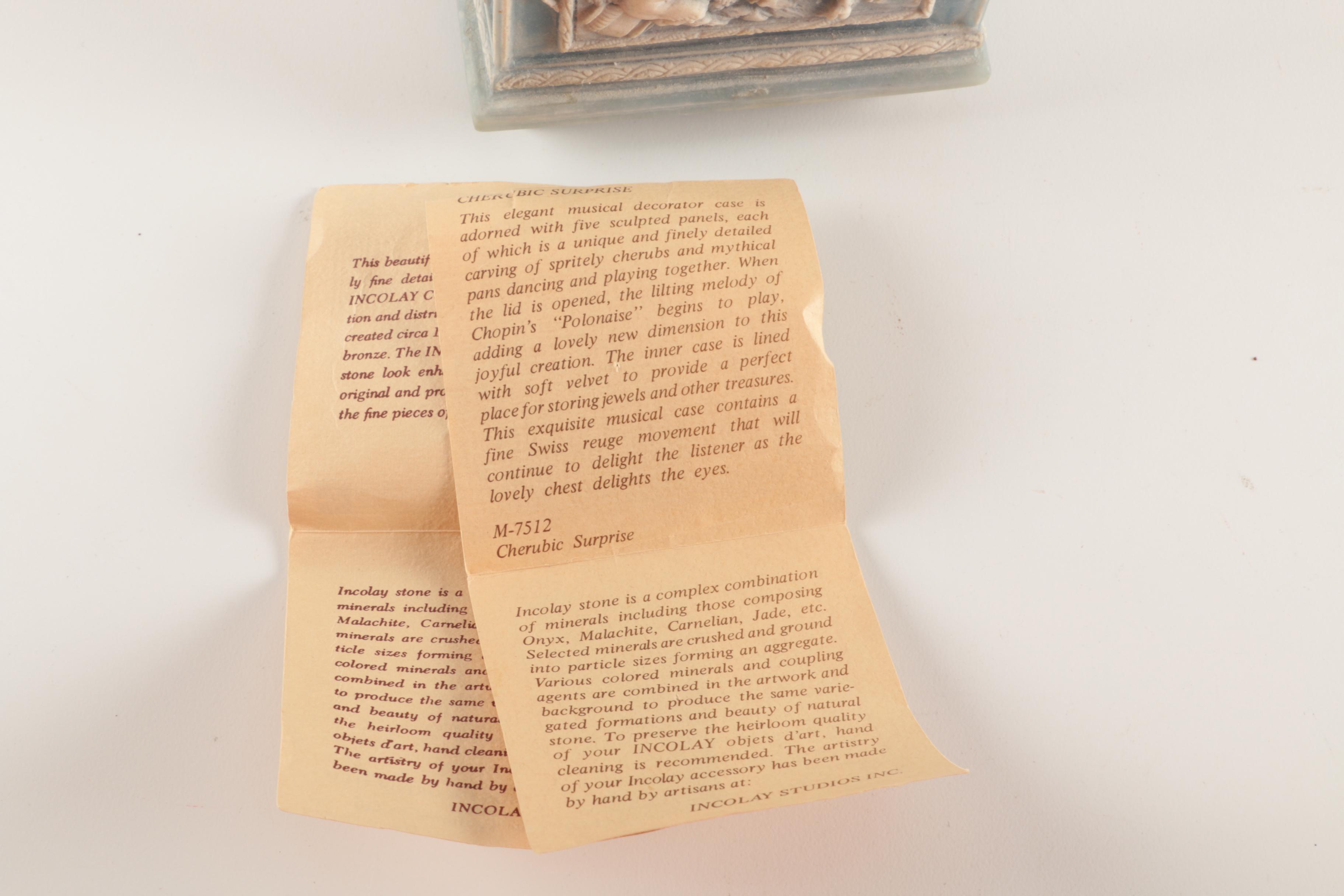 Vintage Incolay Resin Music Box