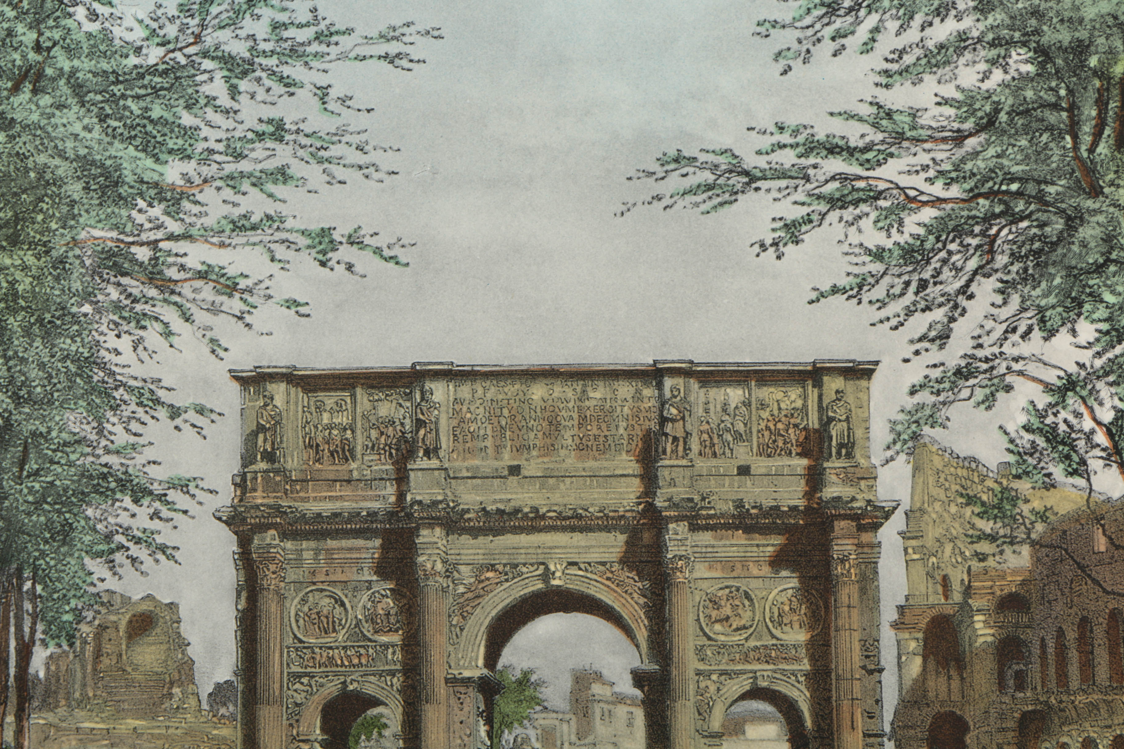 Collection of Hand-Colored Metzographs on Paper of Roman Architecture