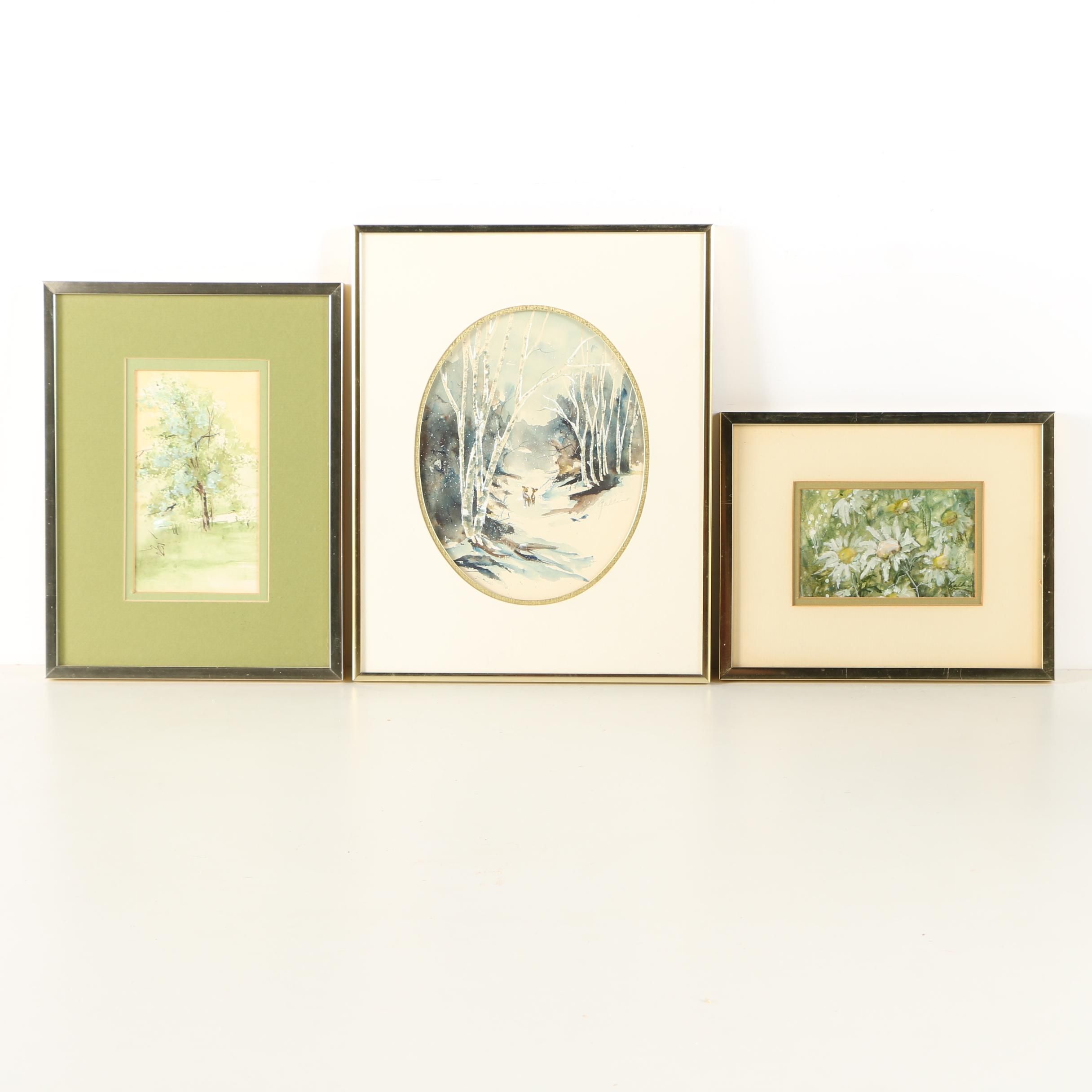 Watercolor and Gouache Paintings of Scenes From Nature