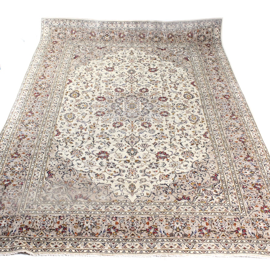 Hand-Knotted Persian Targh Natanz Kashan Rug