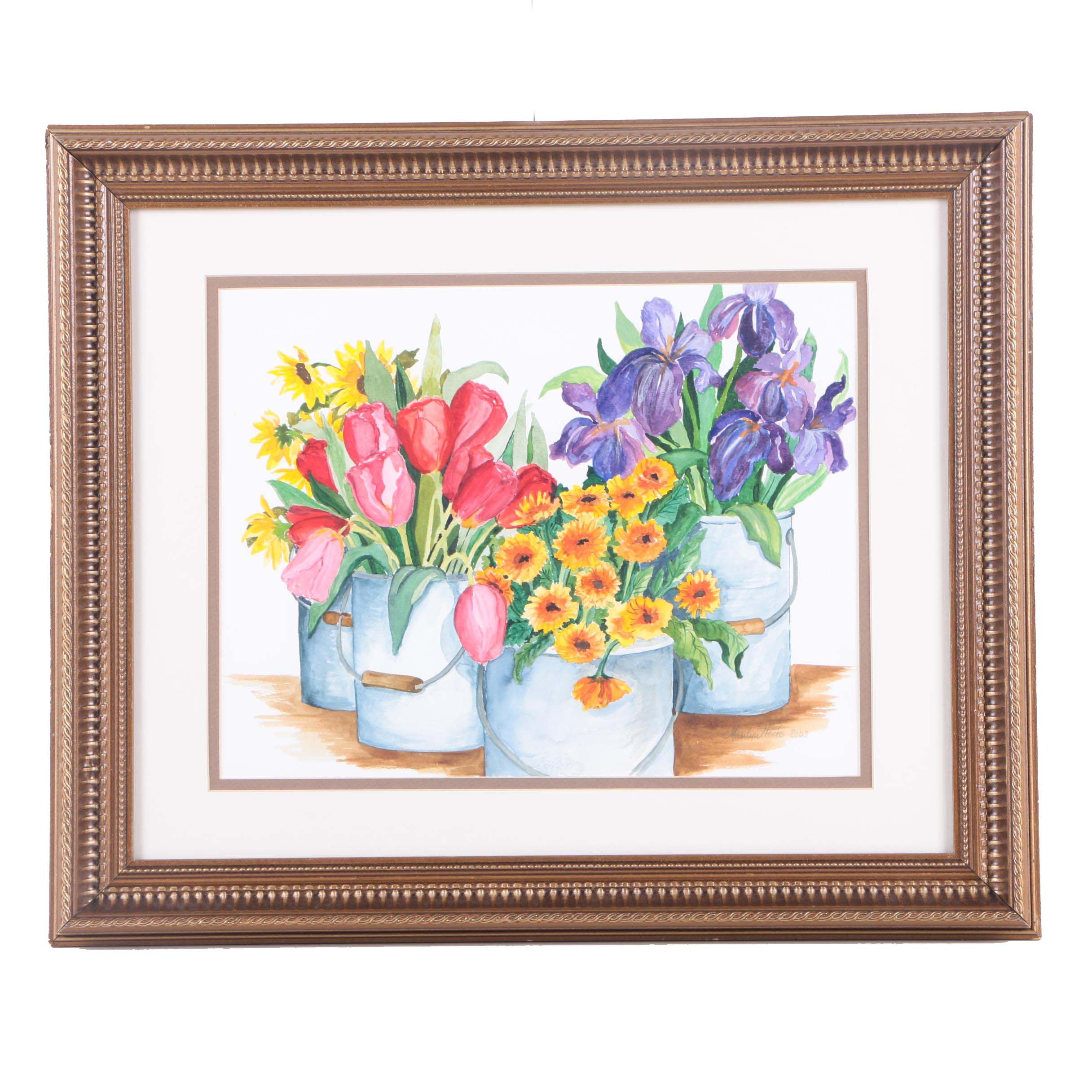 Marilyn Hooks Watercolor Painting of Flowers