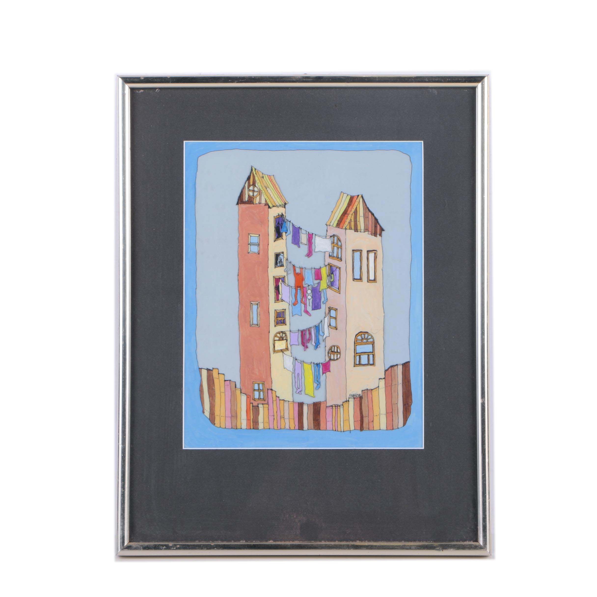 Shaffer Mixed Media on Celluloid Cityscape