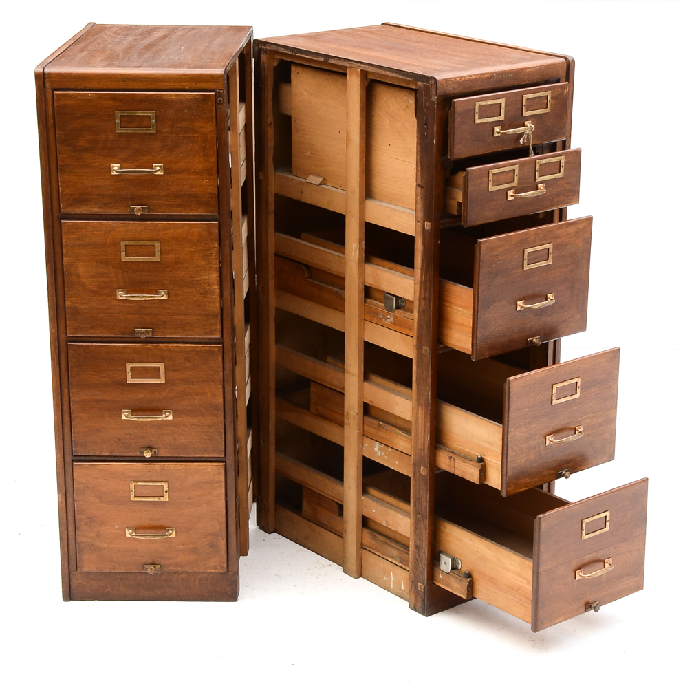 Shaw Walker Oak Double File Cabinet