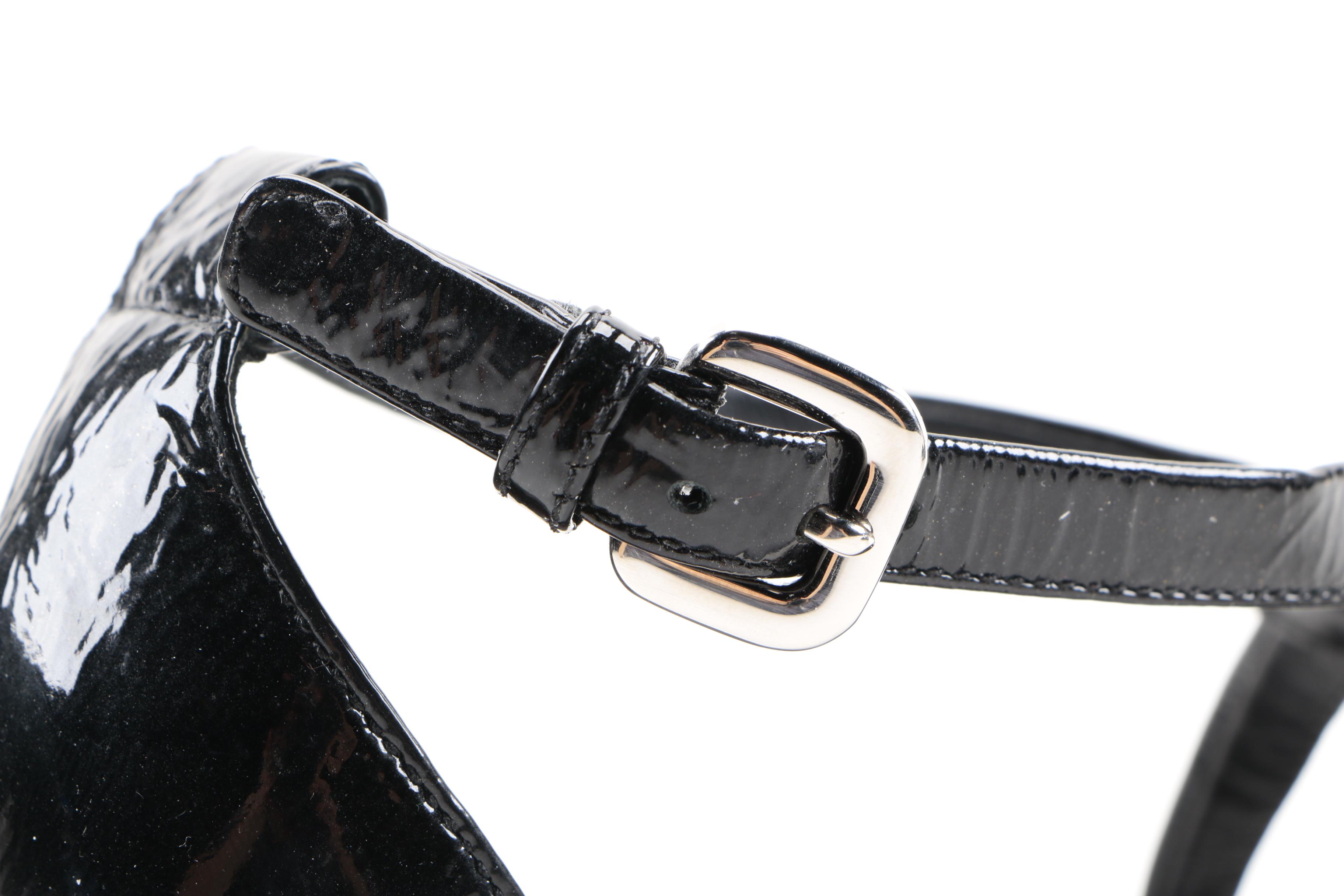 Prada Black Patent Leather Wedges