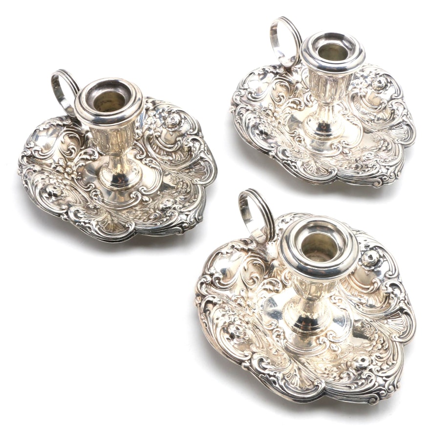 Three Gorham Sterling Silver Candle Holders
