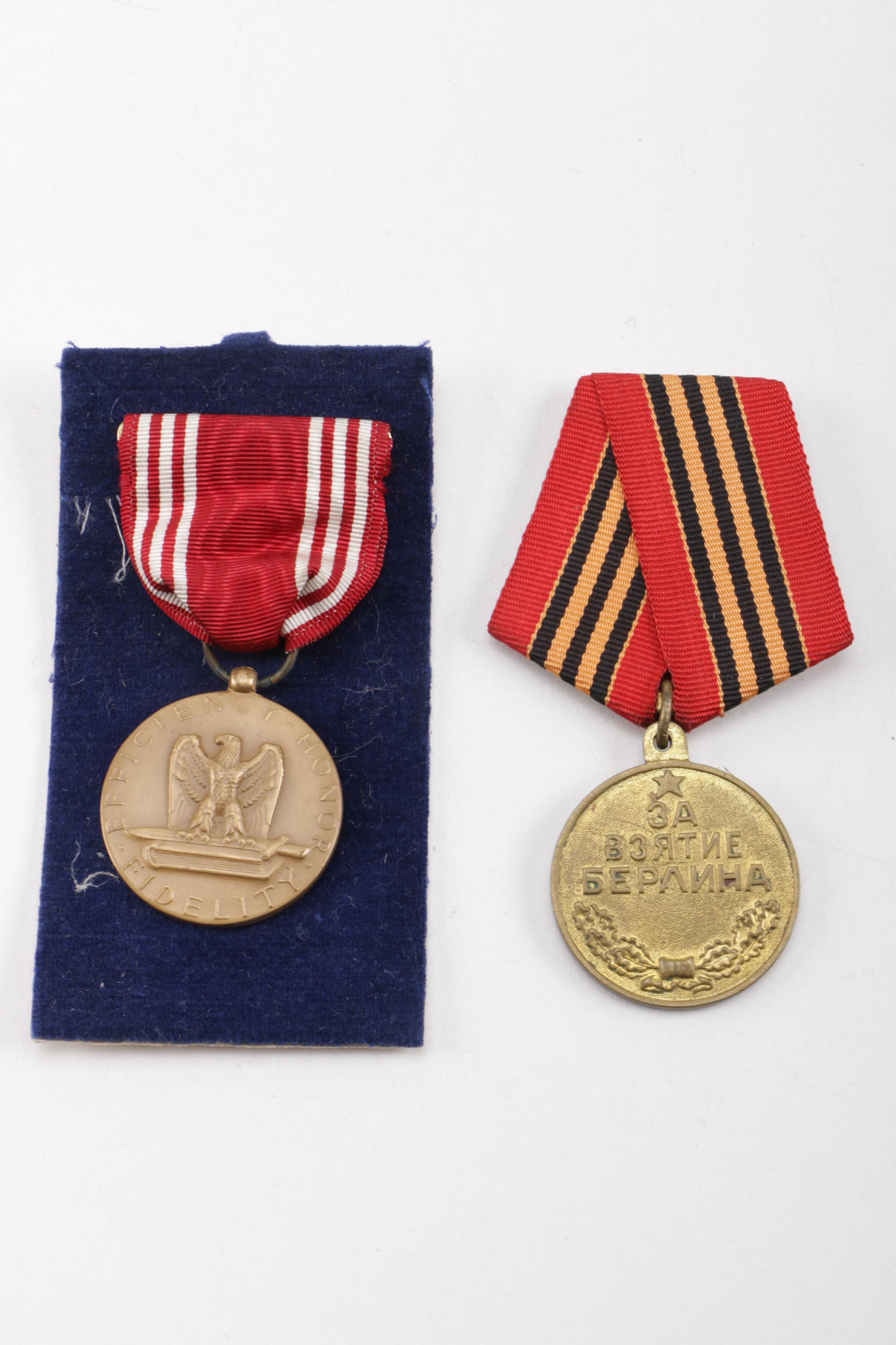 Collection of Patches and Medals Including USSR "For Capture of Berlin"