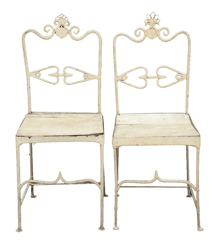 Set of Four Antique Wrought Iron Patio Side Chairs