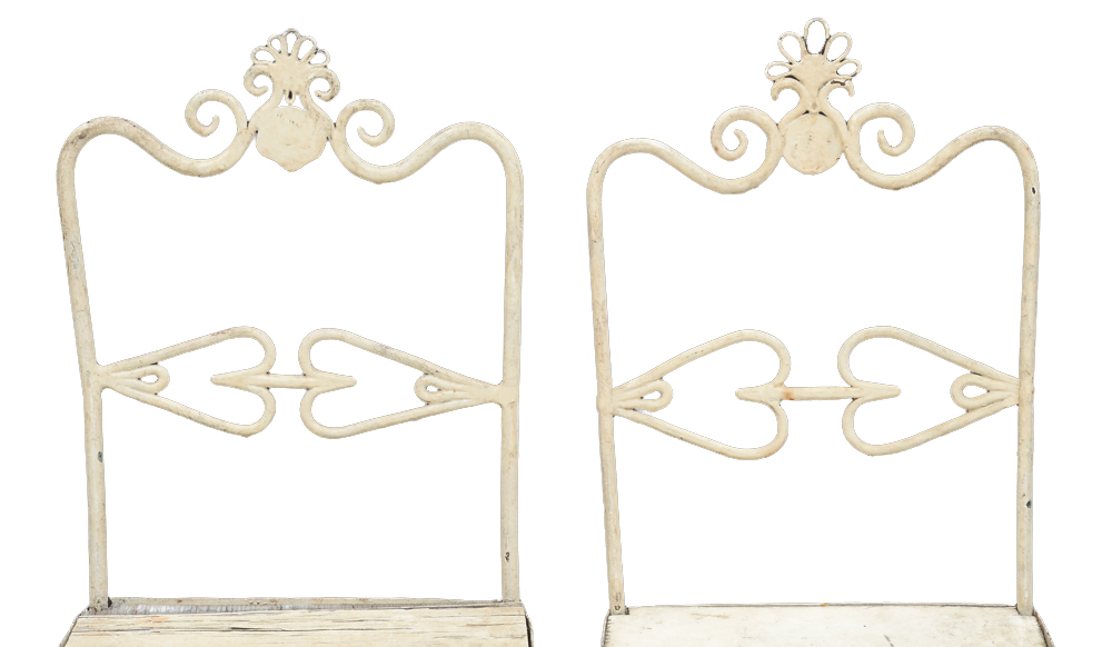 Set of Four Antique Wrought Iron Patio Side Chairs