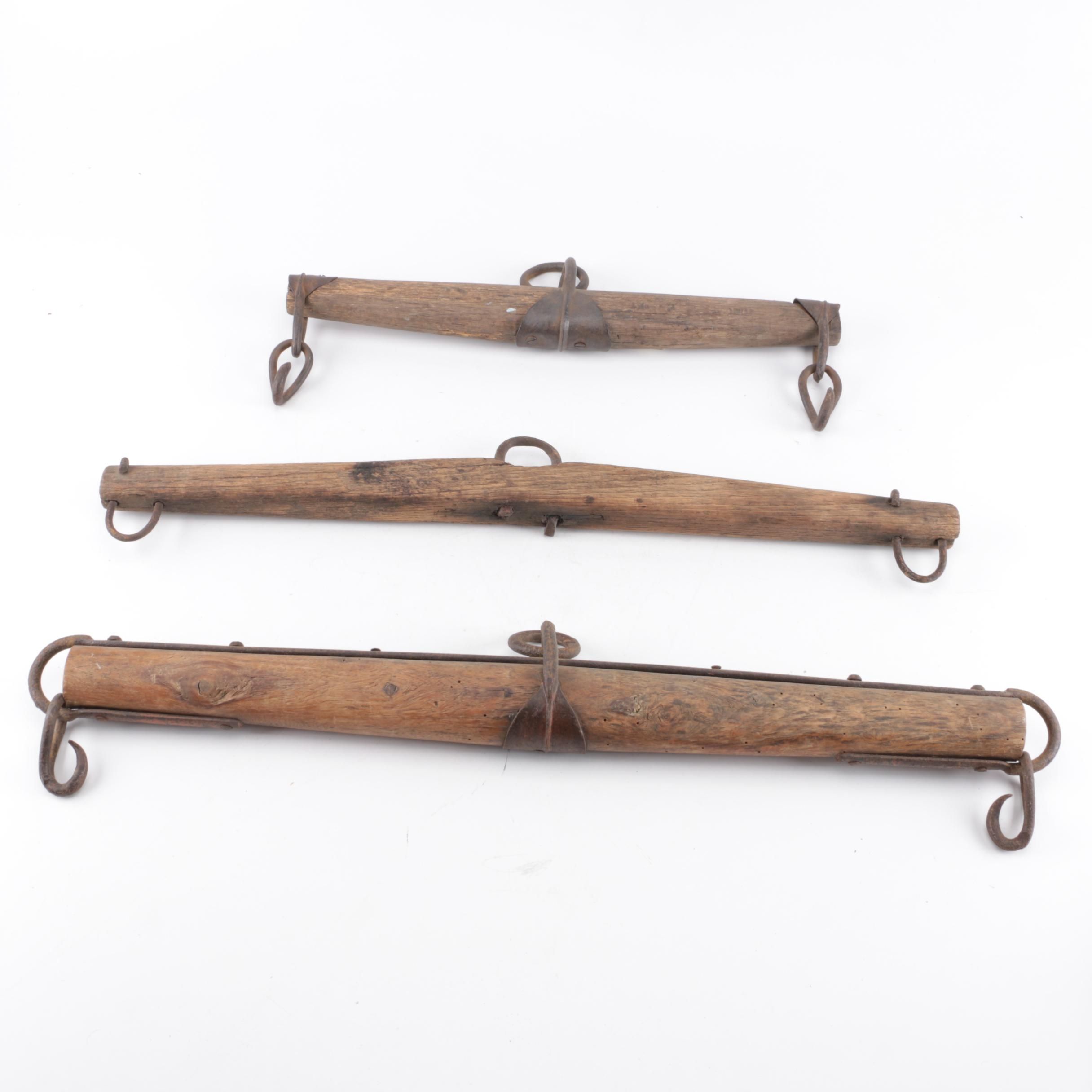 Vintage Wood and Metal Single Tree Yokes