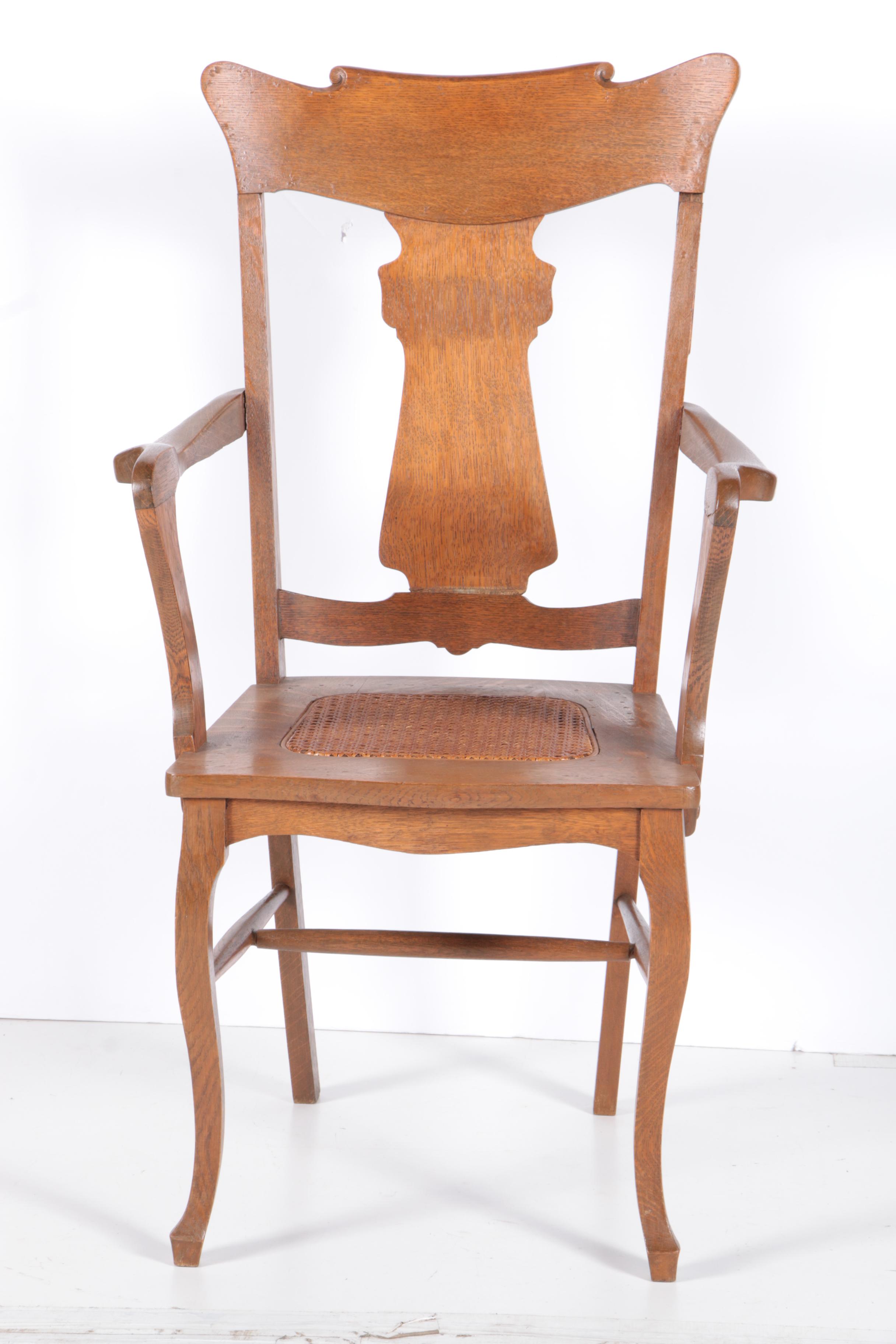Rococo Revival Style Tiger Oak Armchair