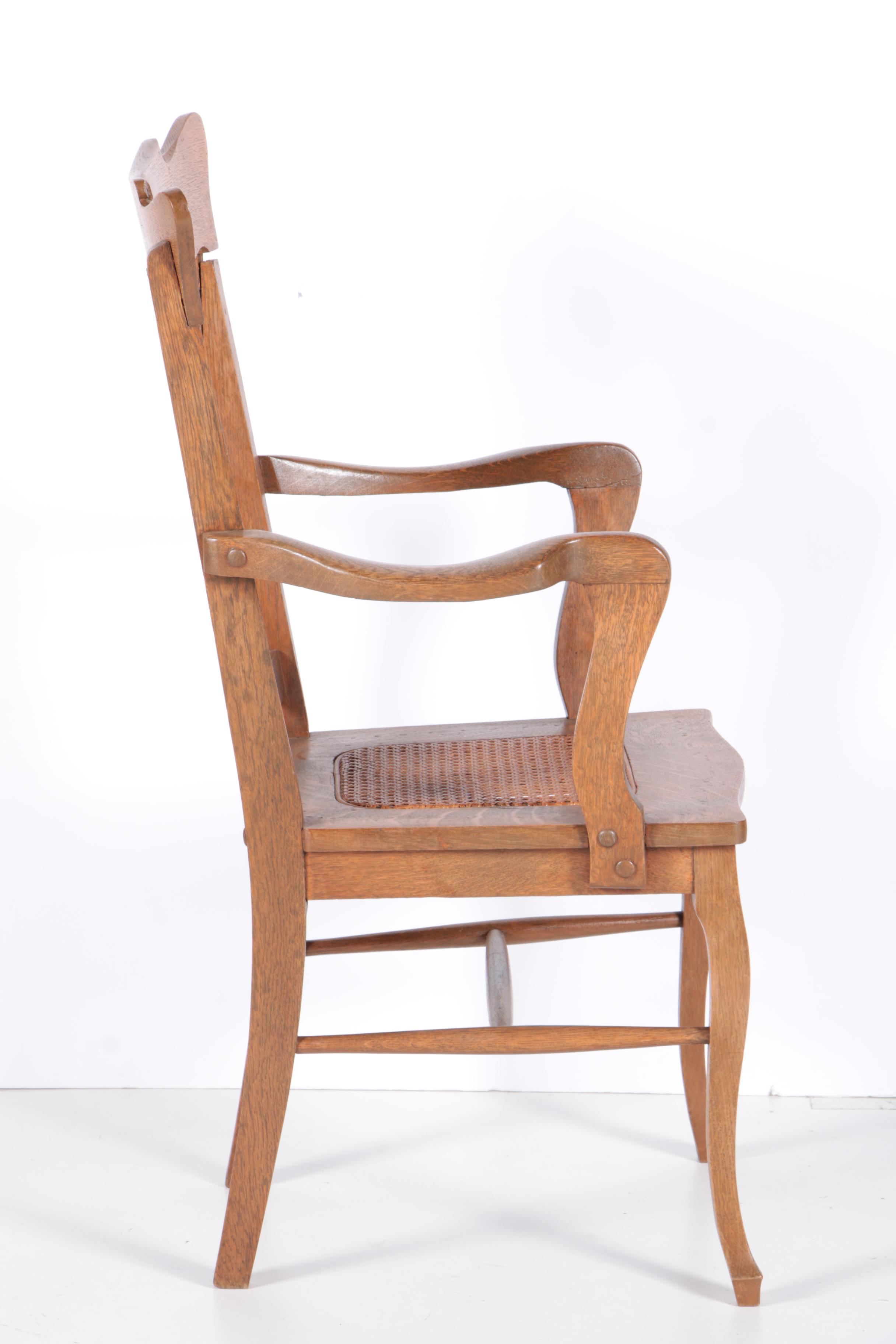Rococo Revival Style Tiger Oak Armchair