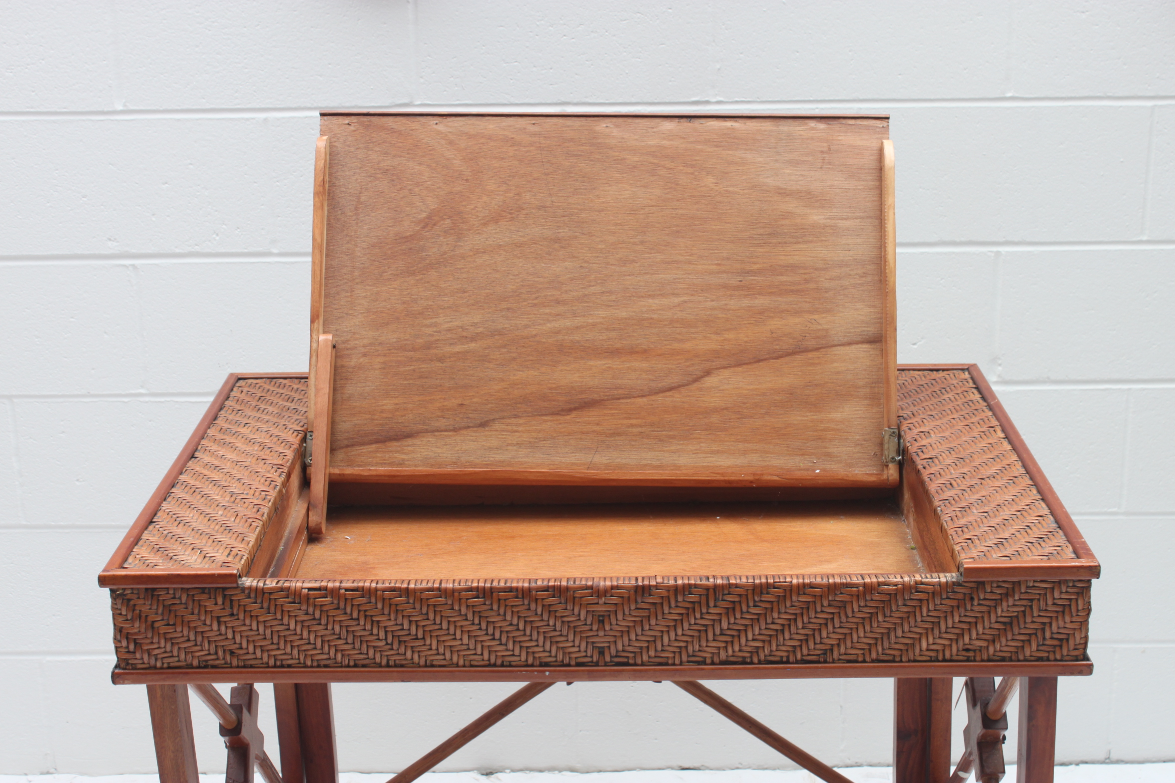 Rattan and Birch Desk