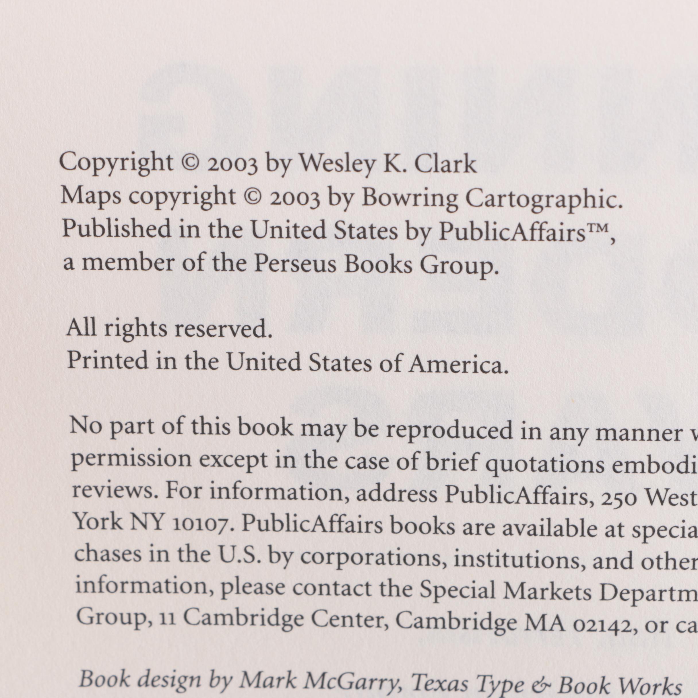 Signed First Edition of "Winning Modern Wars" by Gen. Wesley Clark