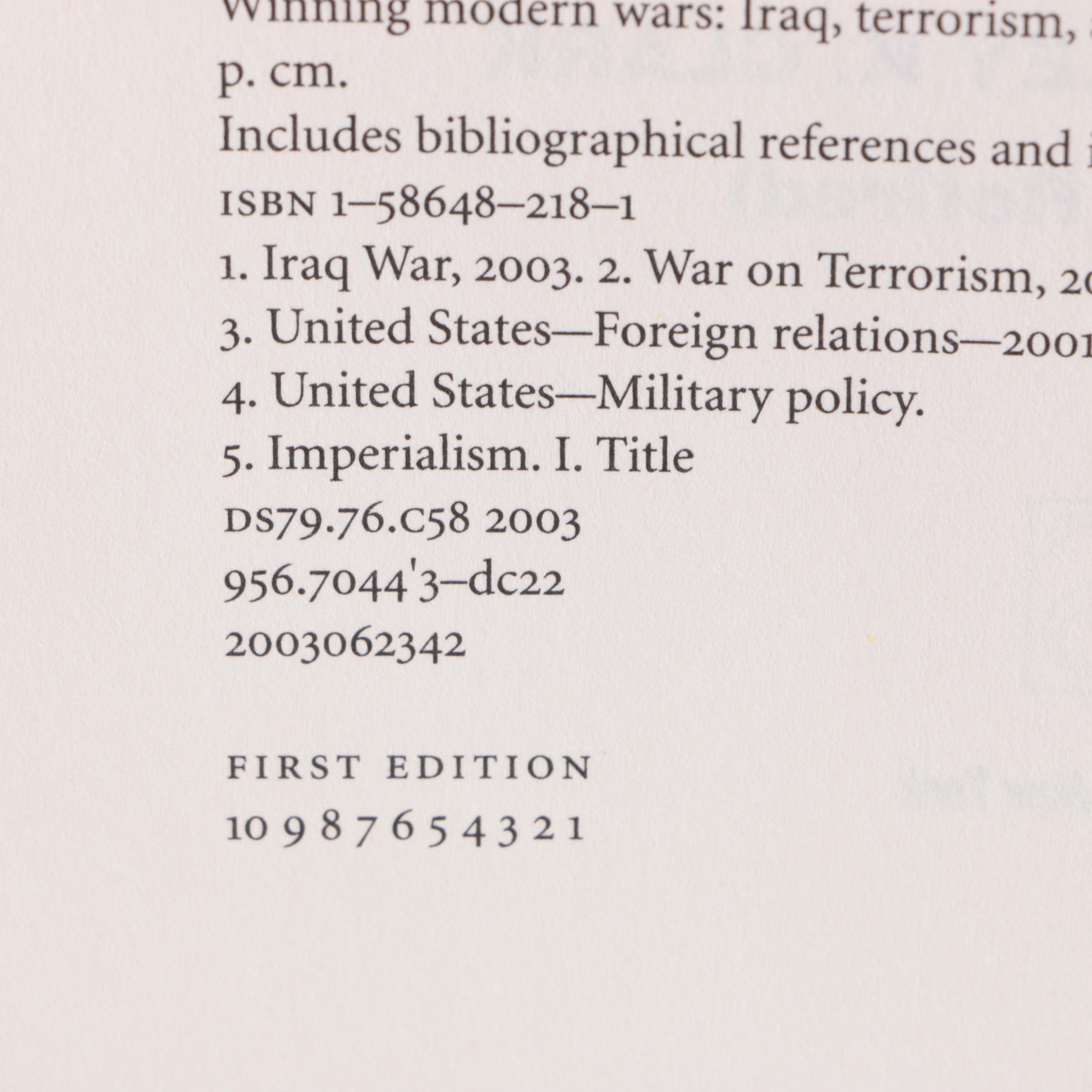 Signed First Edition of "Winning Modern Wars" by Gen. Wesley Clark