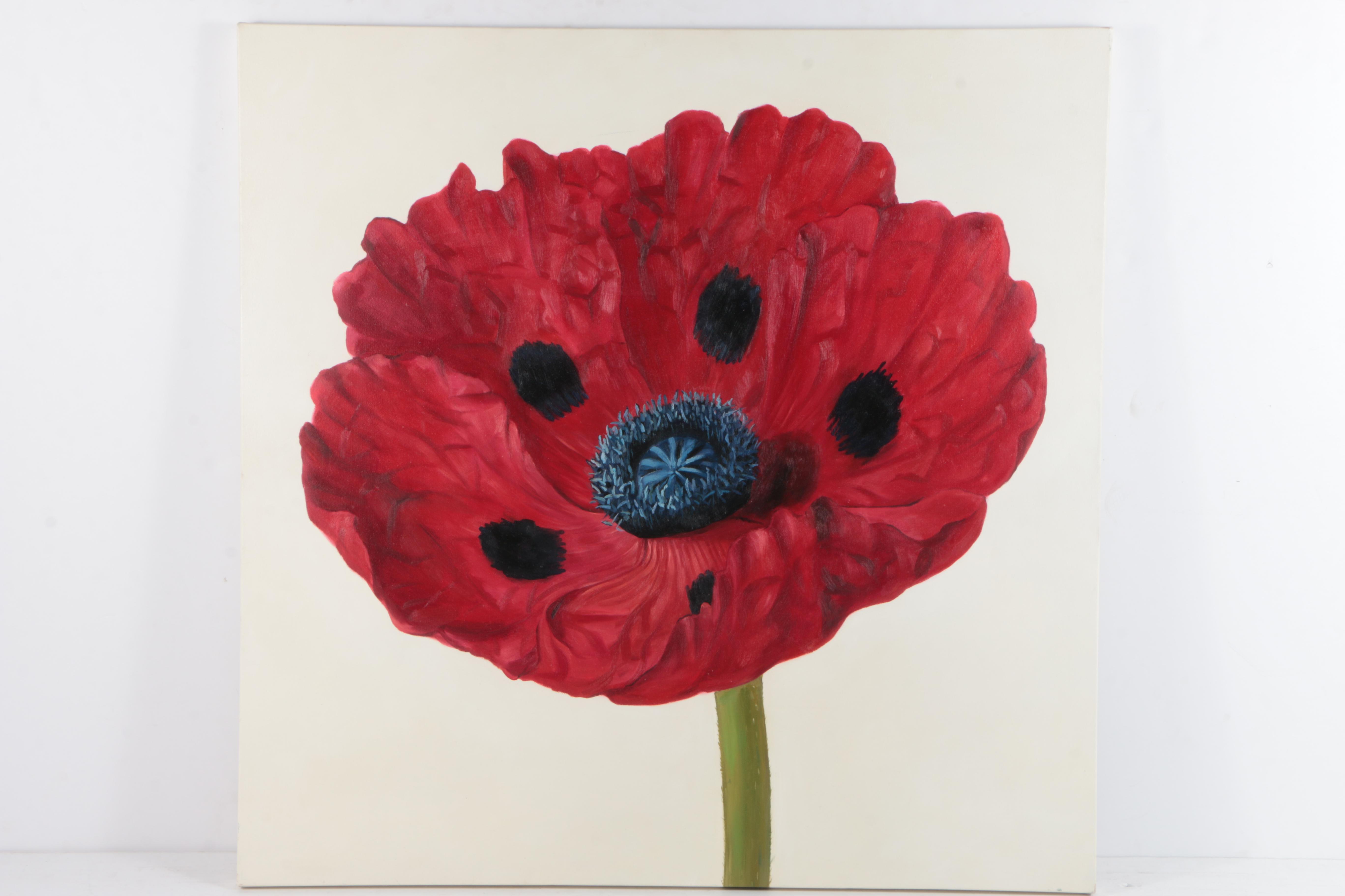 Dutch Touch Art Company Oil Painting on Canvas of Poppy Flower