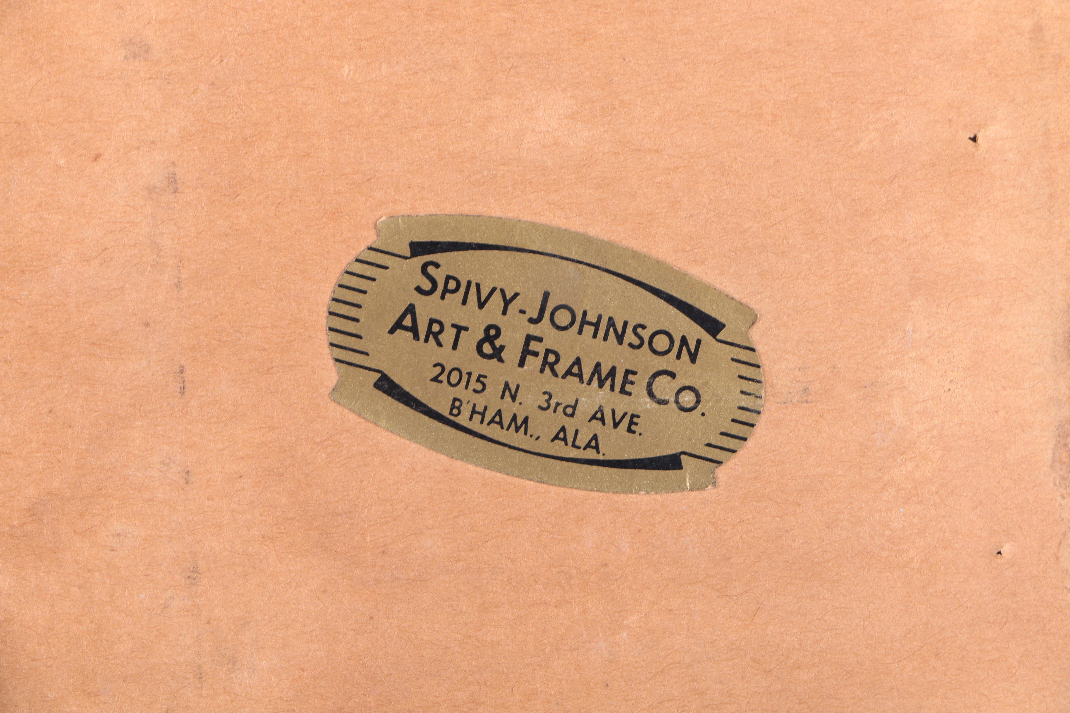 Olleen Williams 1947 Watercolor of Small Homes Set Against Industrial Backdrop