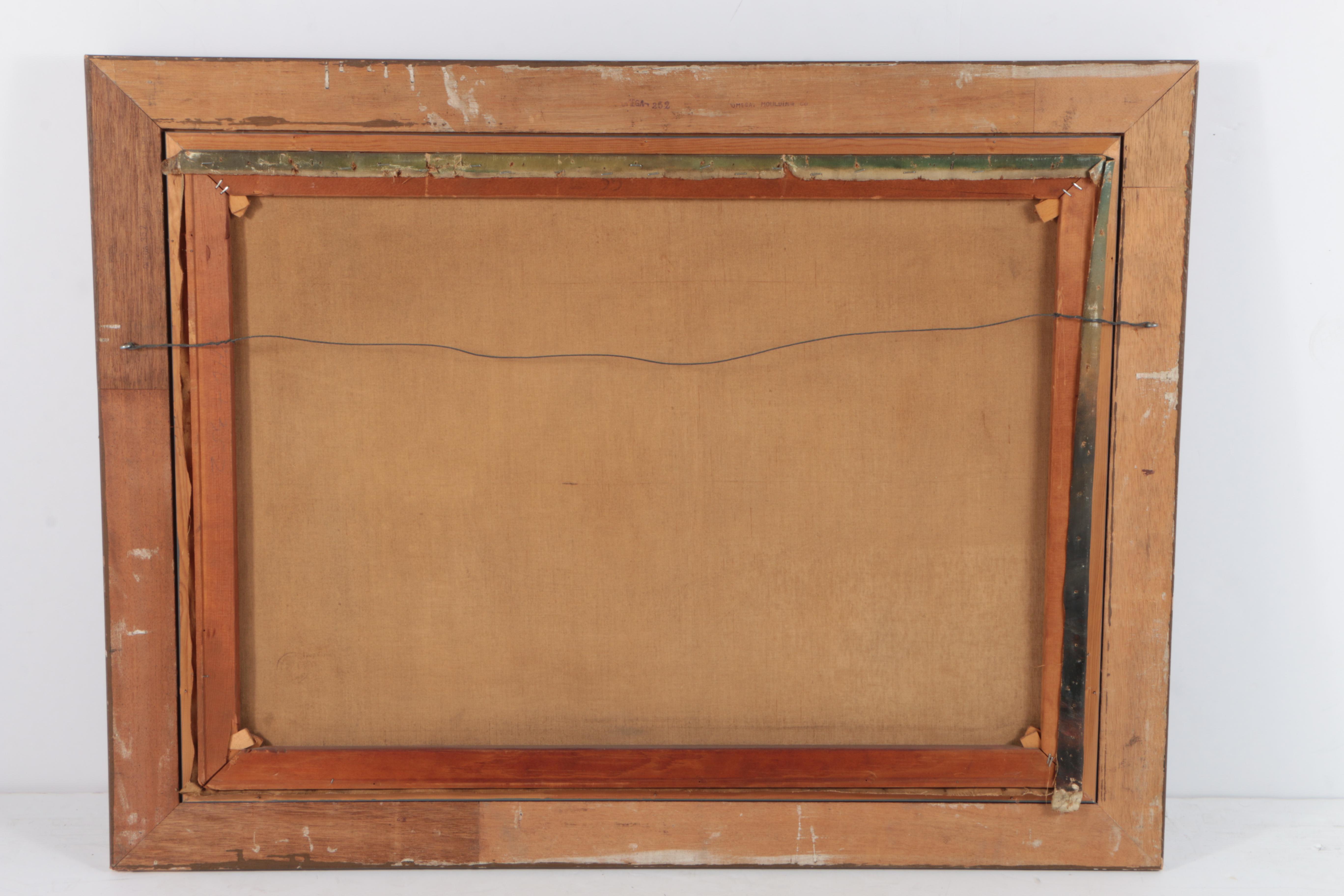 Vintage Romantic Style Oil Painting on Canvas of a Ship Landing Ashore