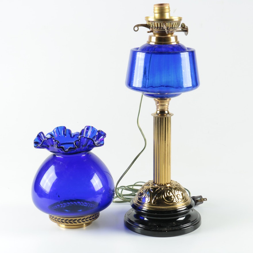 Blue Glass Accent Lamp