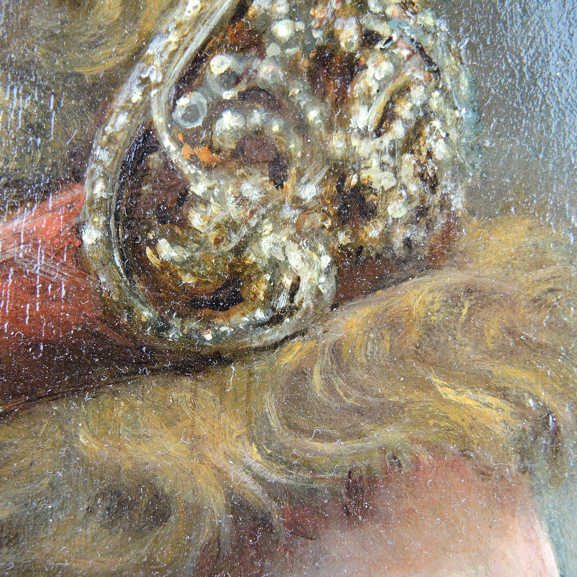 Antique Original 1886 Oil Painting on Wood Panel Portrait of a Woman in Tiara