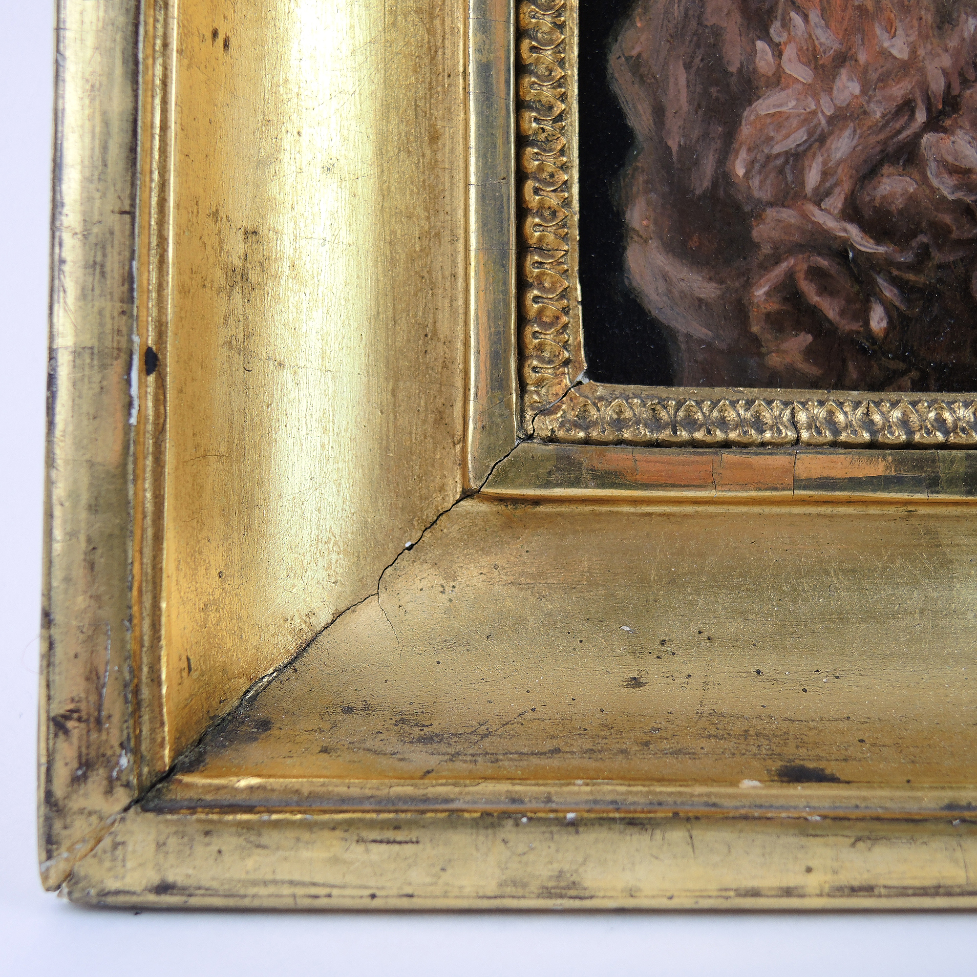 Antique Original 1886 Oil Painting on Wood Panel Portrait of a Woman in Tiara