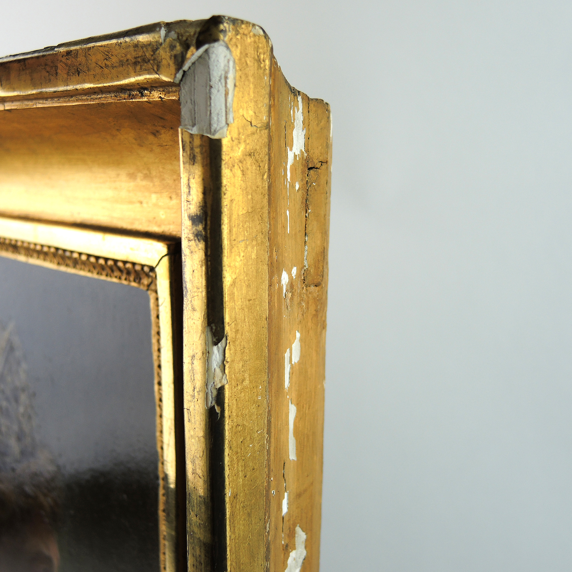 Antique Original 1886 Oil Painting on Wood Panel Portrait of a Woman in Tiara