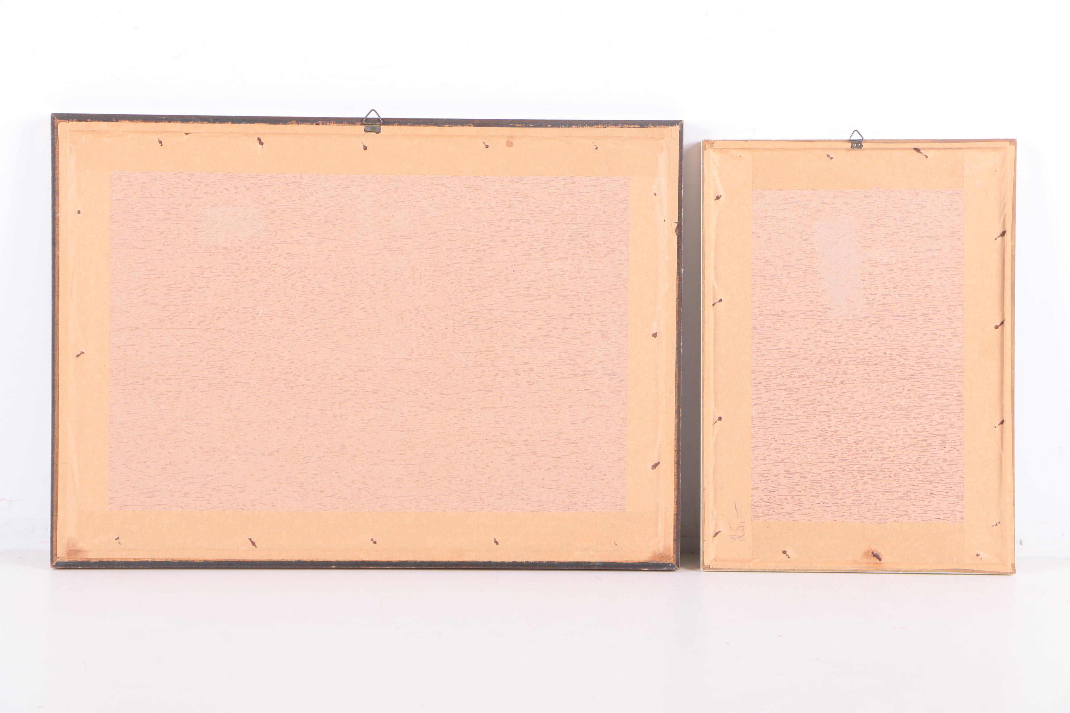 Hand Colored Etchings on Paper of Mountain Towns