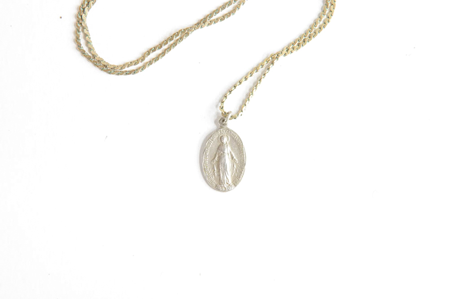 Sterling Virgin Mary Pendant with Necklace