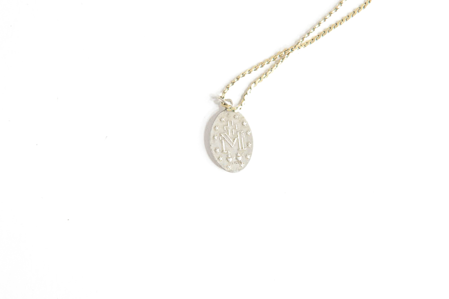 Sterling Virgin Mary Pendant with Necklace