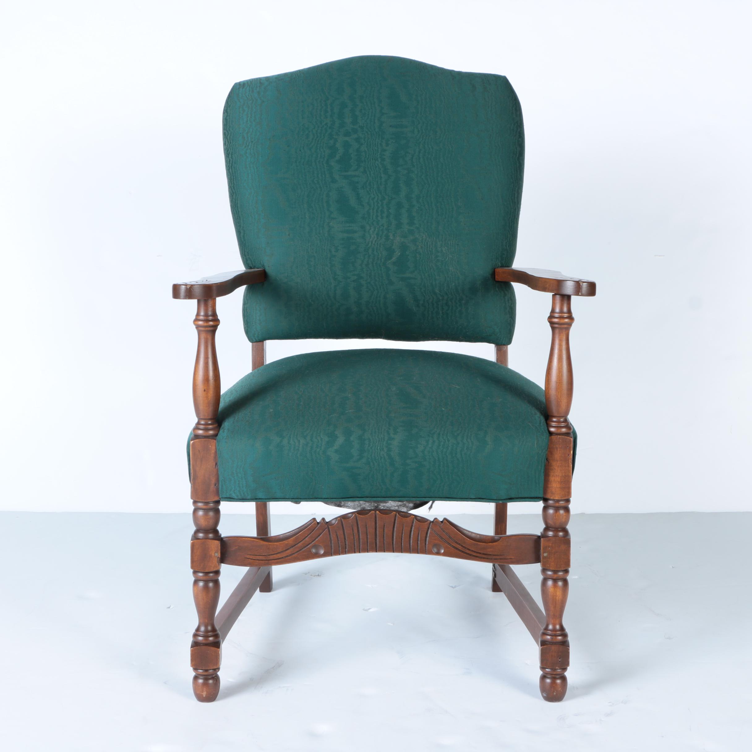 Armchair with Green Upholstery