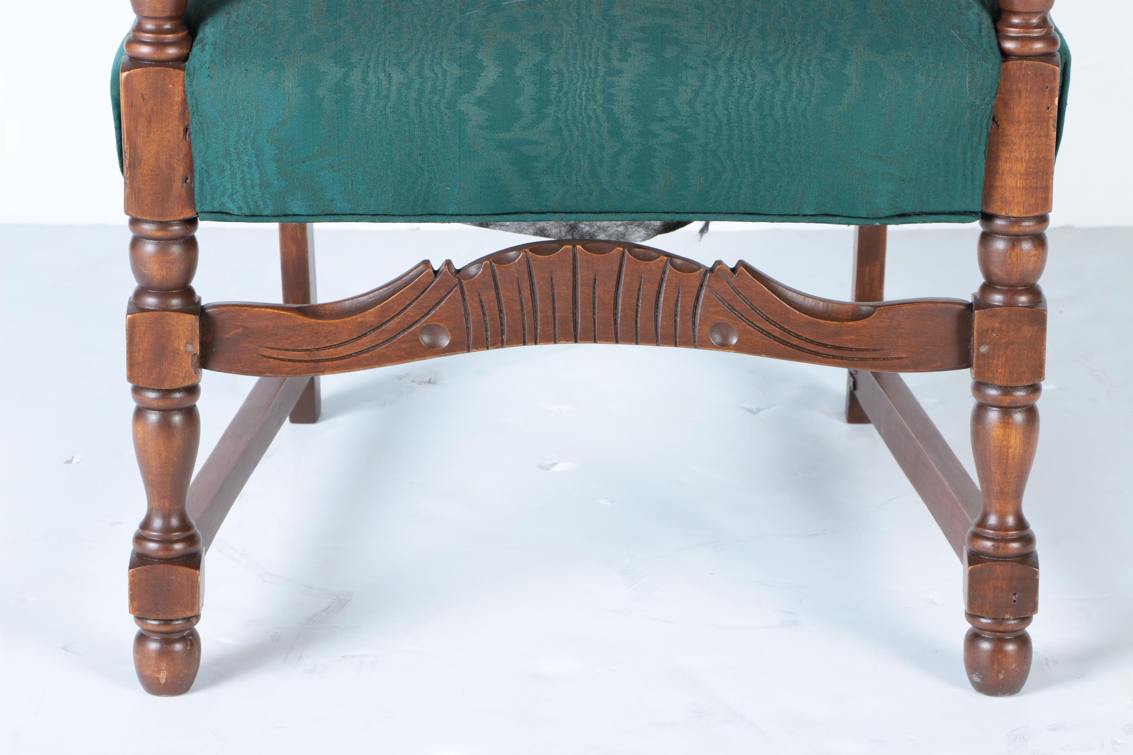 Armchair with Green Upholstery