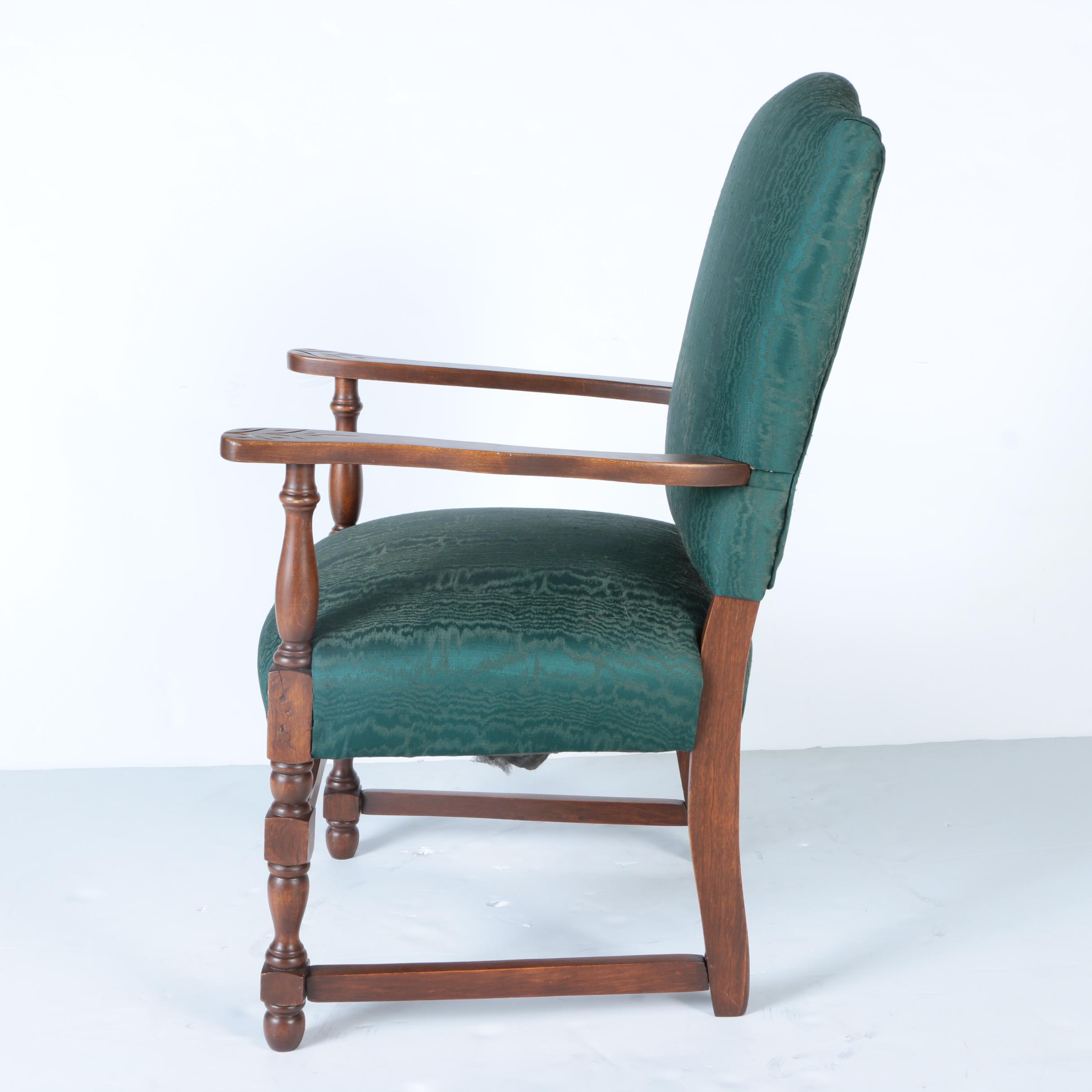 Armchair with Green Upholstery