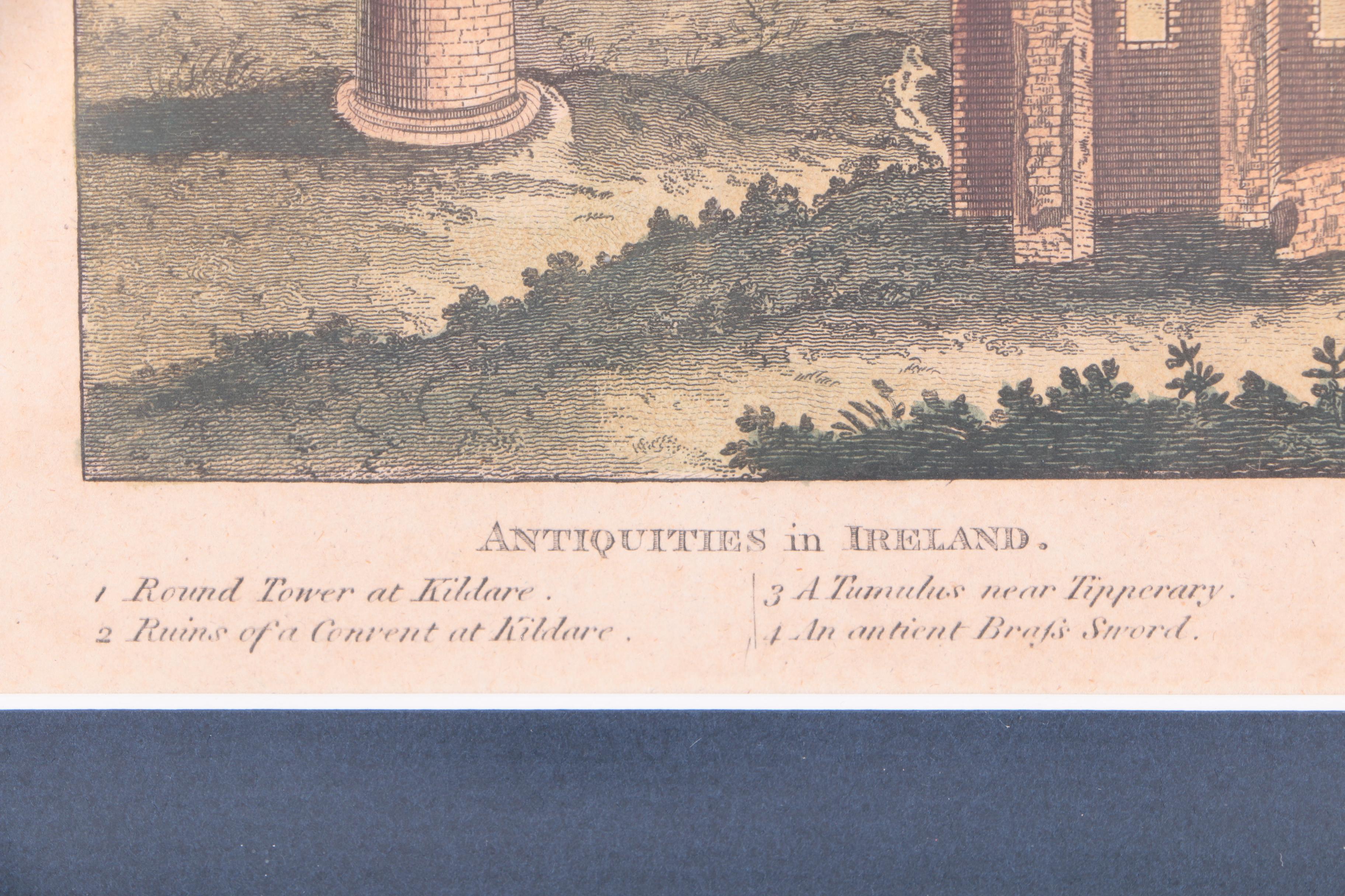 Hand Colored Engravings "Antiquities of Ireland" and "The Exchange at Limerick"