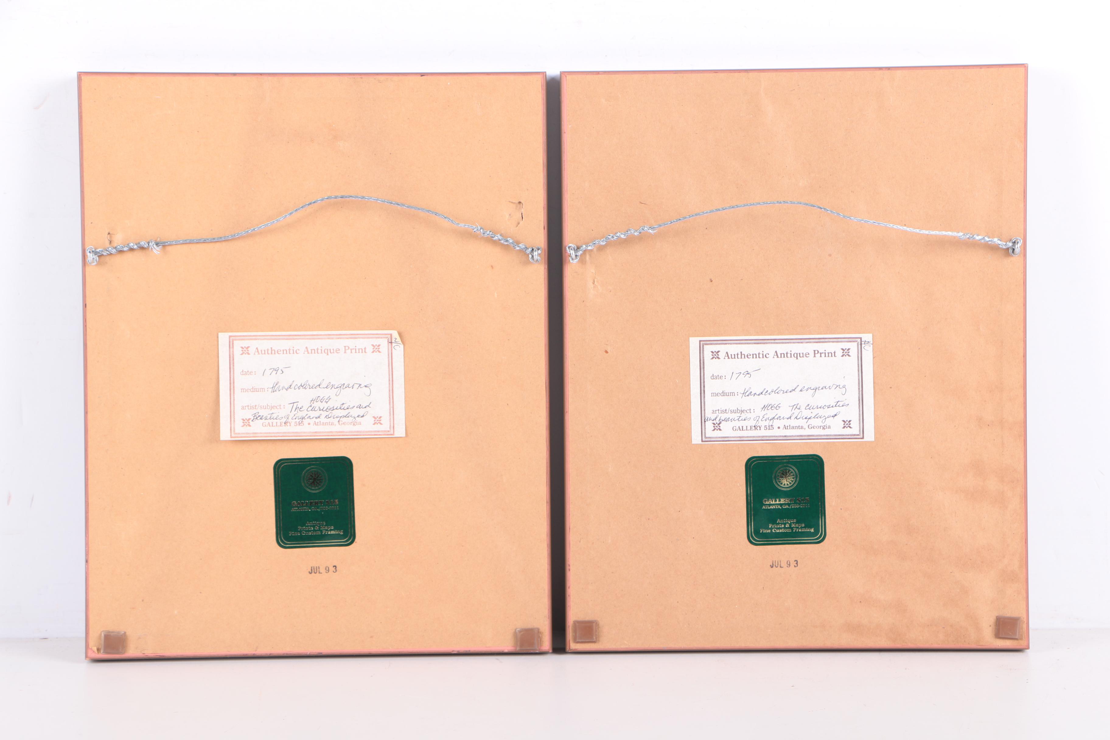 Hand Colored Engravings "Antiquities of Ireland" and "The Exchange at Limerick"