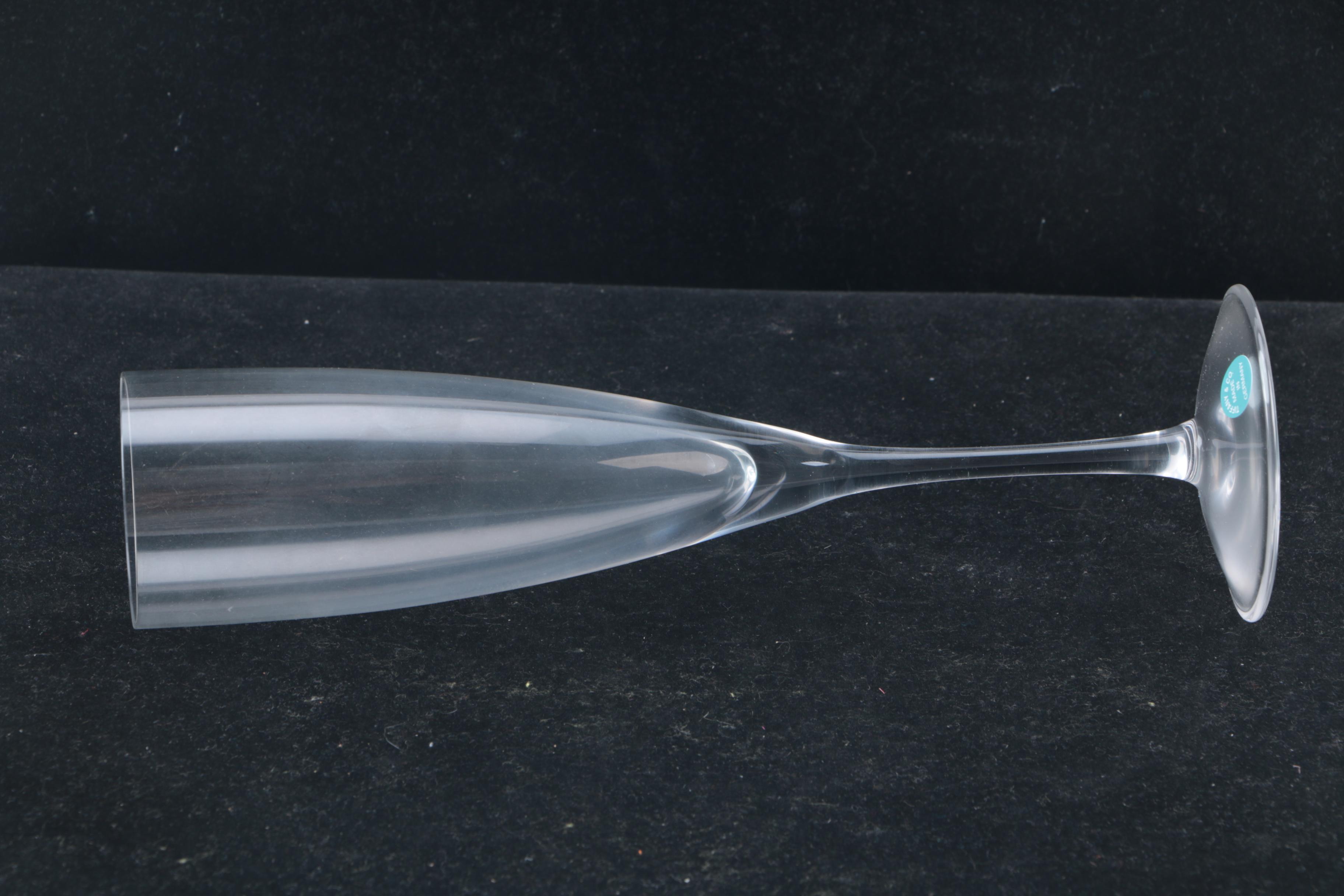 "Classic" Tiffany & Co. Crystal Champagne Flutes