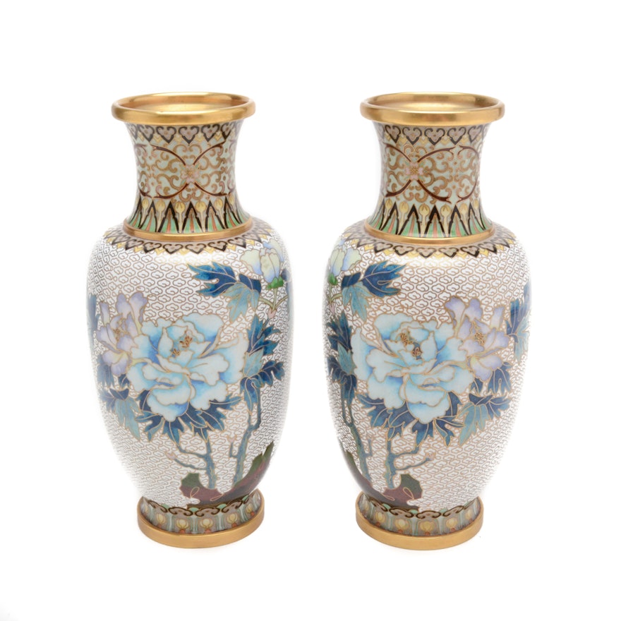 Chinese Cloisonné Urn Vases