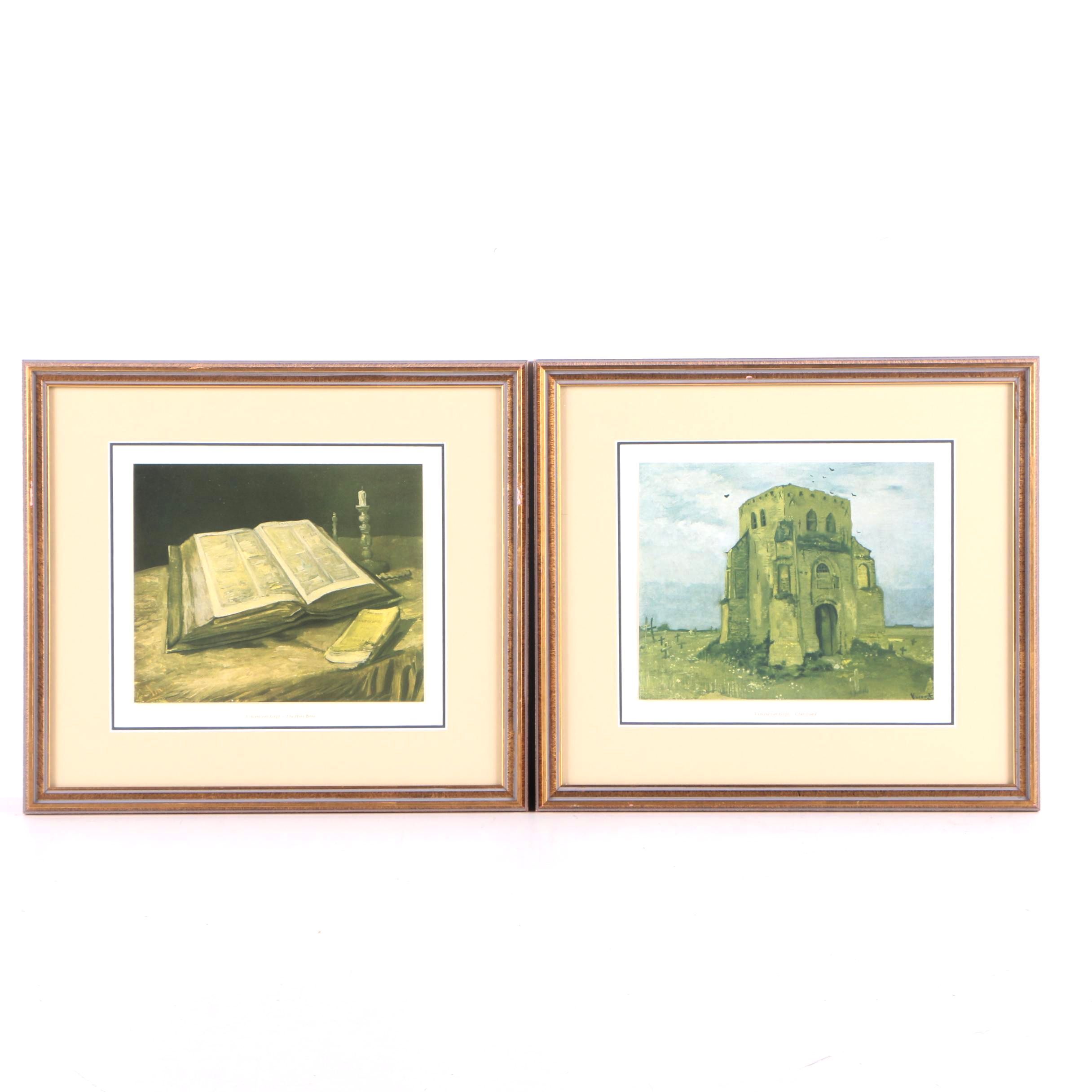 Offset Lithographs After Vincent van Gogh's "The Holy Bible" and "Churchyard"