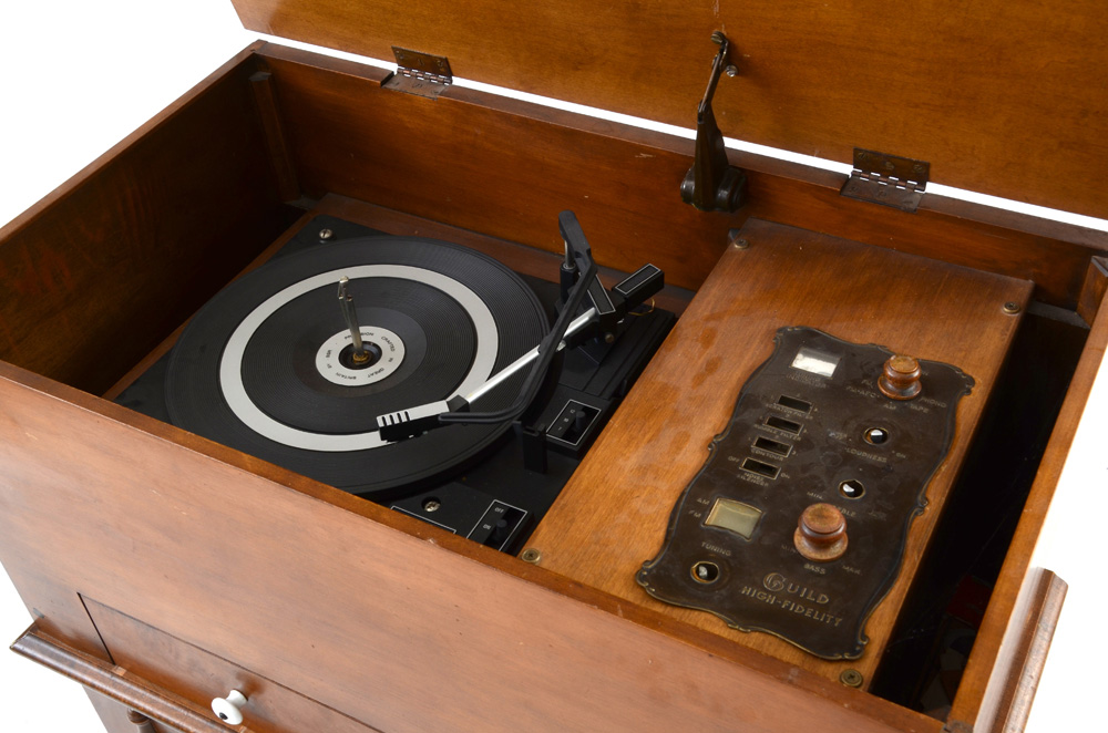 Victorian Style Maple Stereo Console by Guild