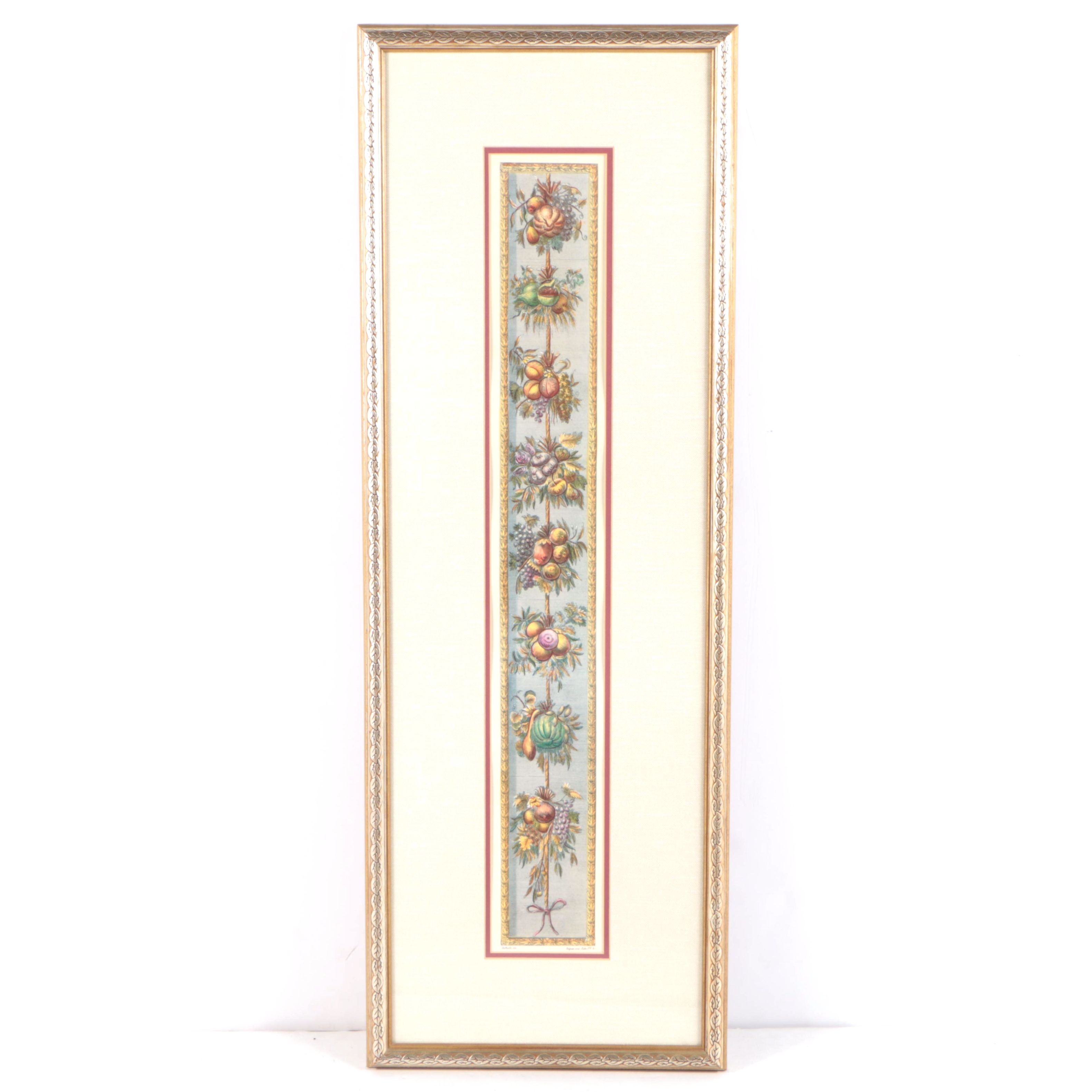 Offset Lithograph After Raflaello Engraving of Fruit