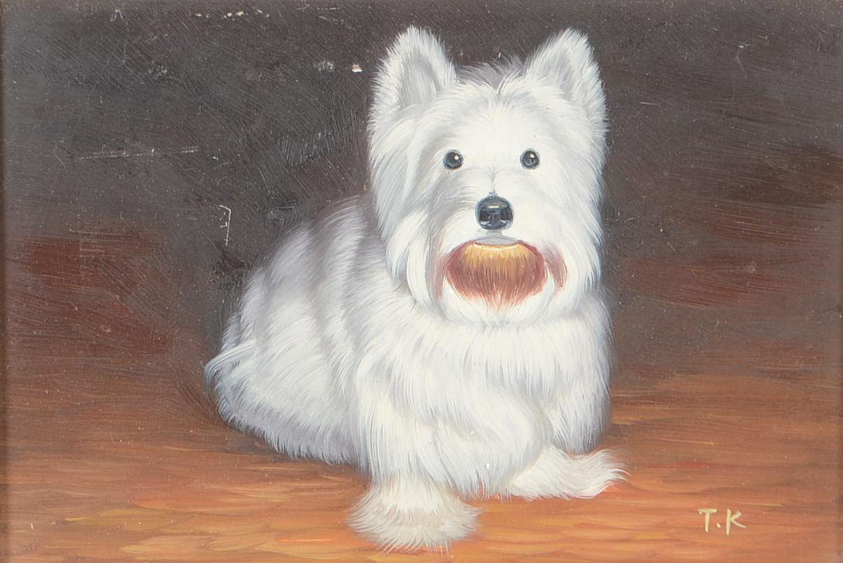 TK Original Oil Painting on Board of a Westie Terrier