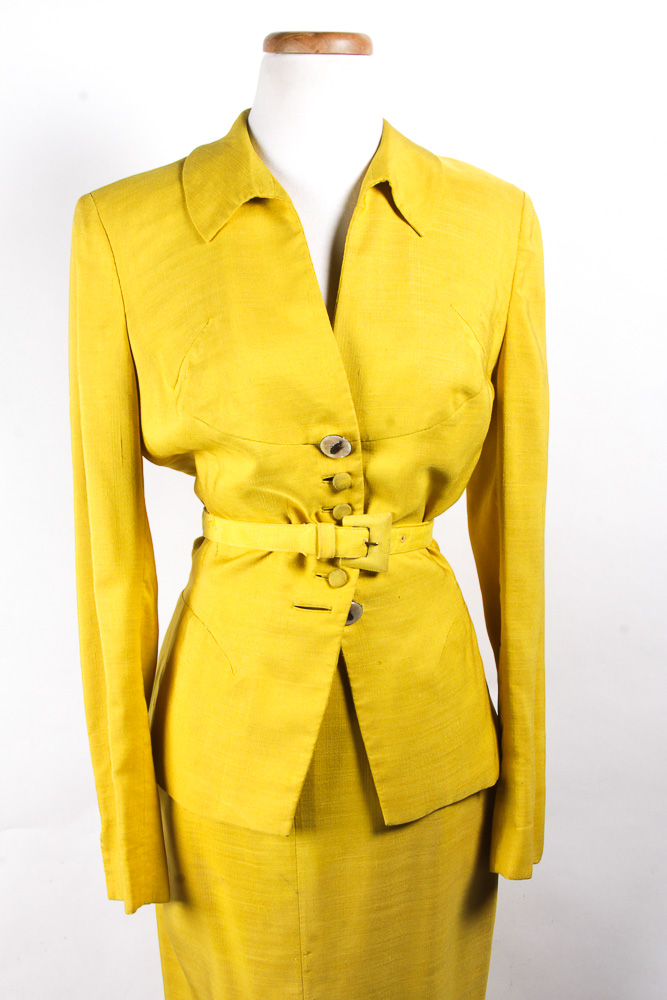 Women's Vintage Mustard Yellow Skirt Suit