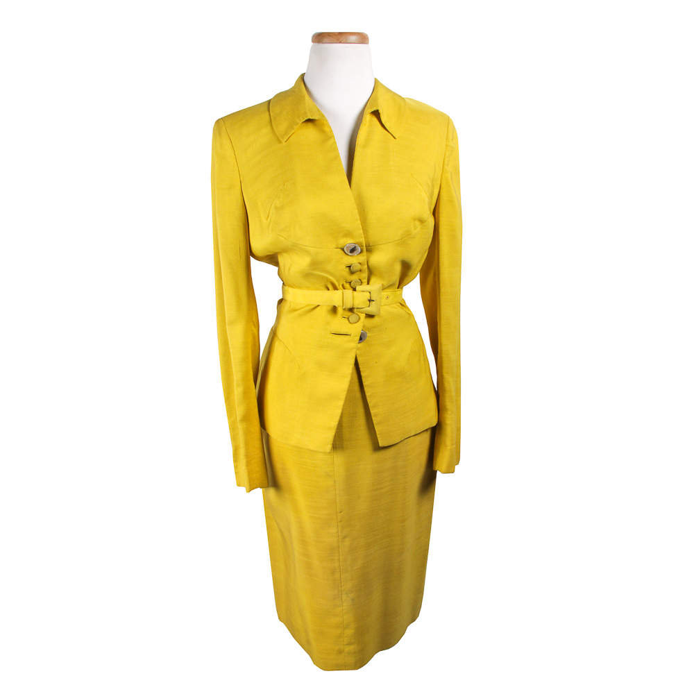Women's Vintage Mustard Yellow Skirt Suit