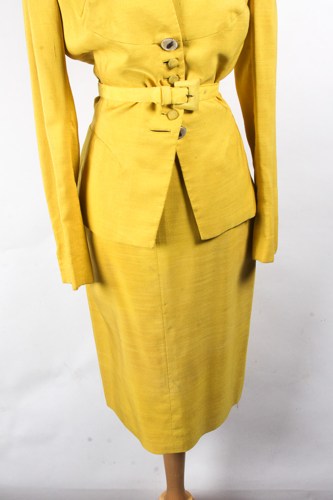 Women's Vintage Mustard Yellow Skirt Suit