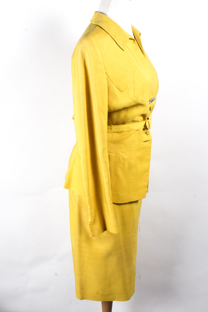 Women's Vintage Mustard Yellow Skirt Suit