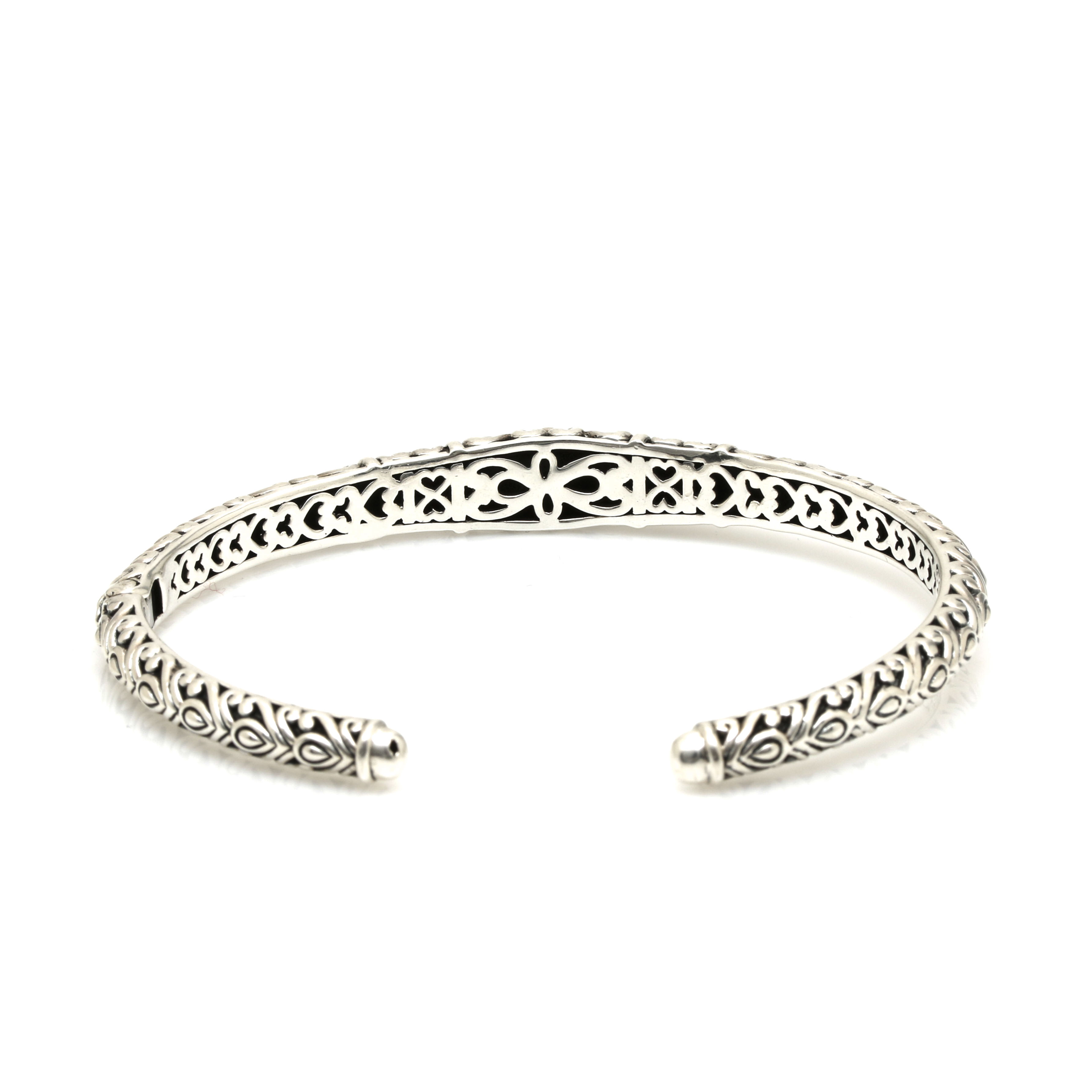 John Hardy "Angela" Sterling Silver and 14K Yellow Gold Hinged Cuff Bracelet