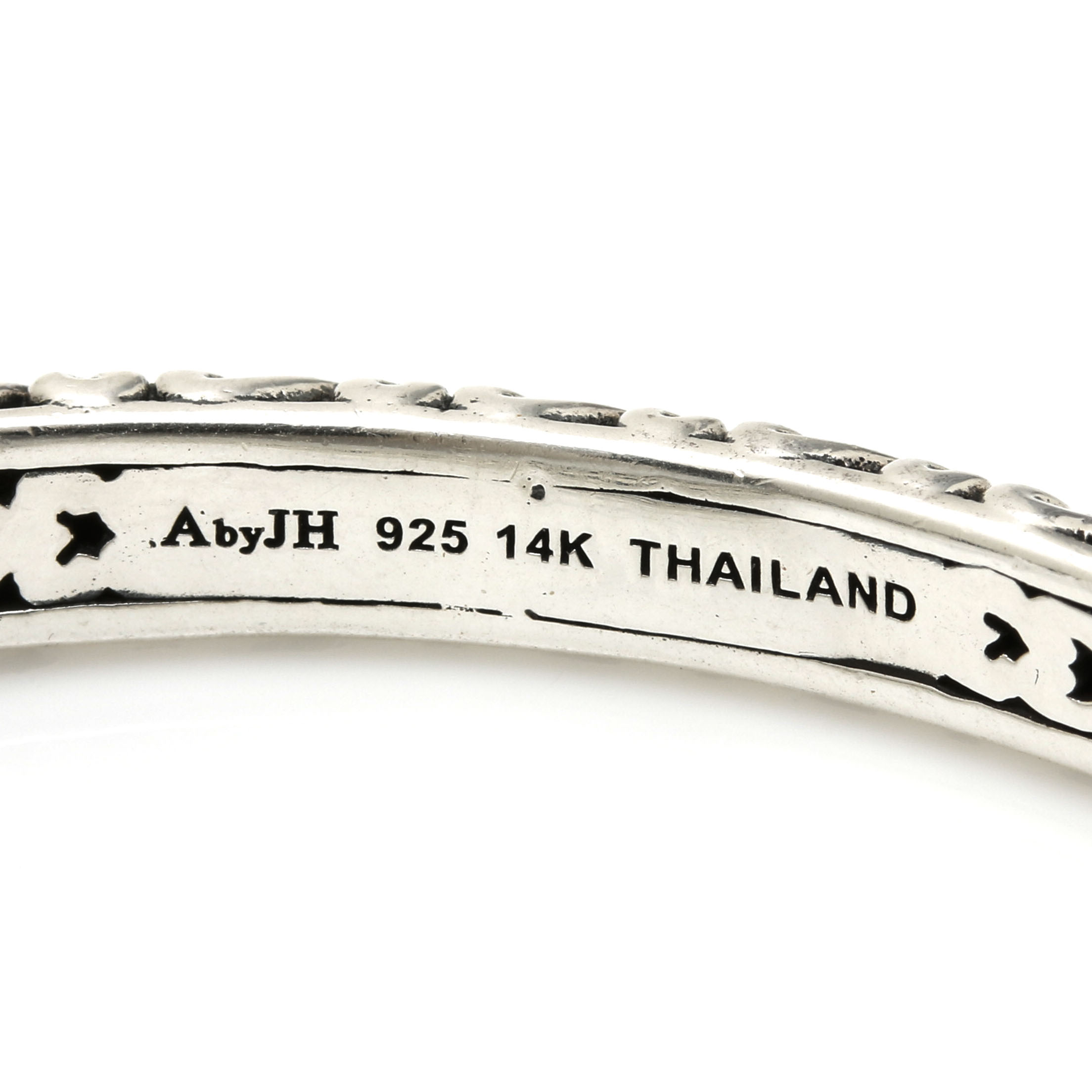 John Hardy "Angela" Sterling Silver and 14K Yellow Gold Hinged Cuff Bracelet