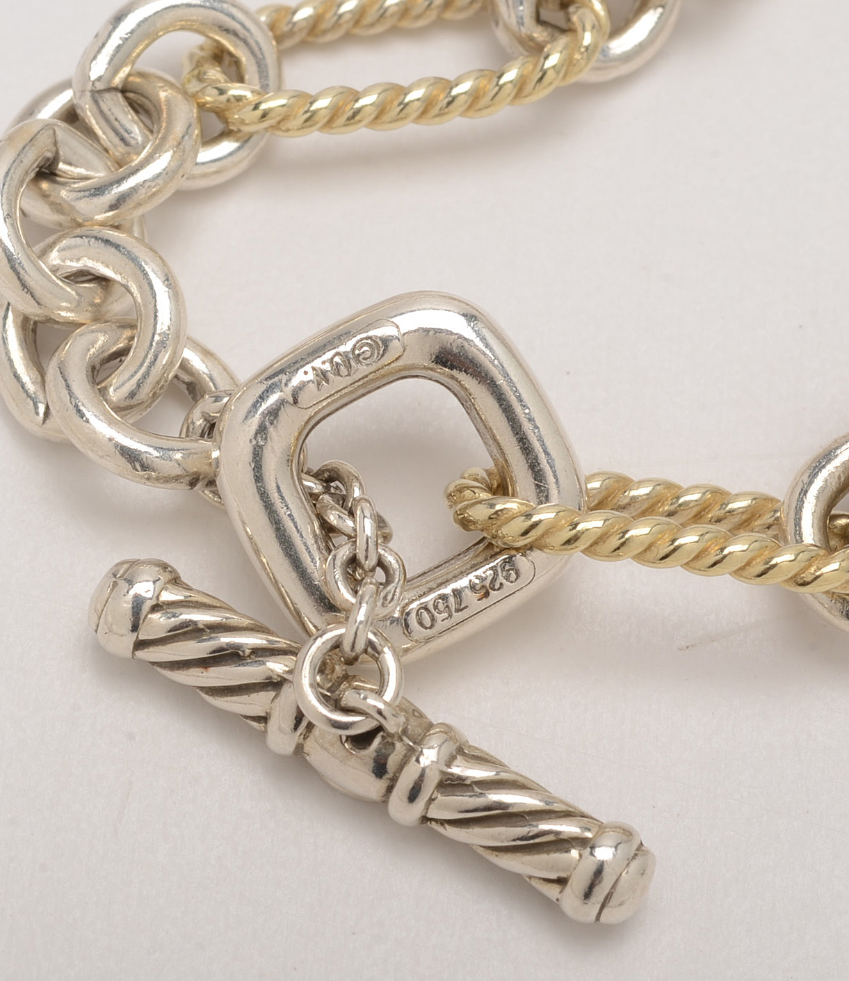 David Yurman Sterling Silver and 18K Yellow Gold Link Necklace