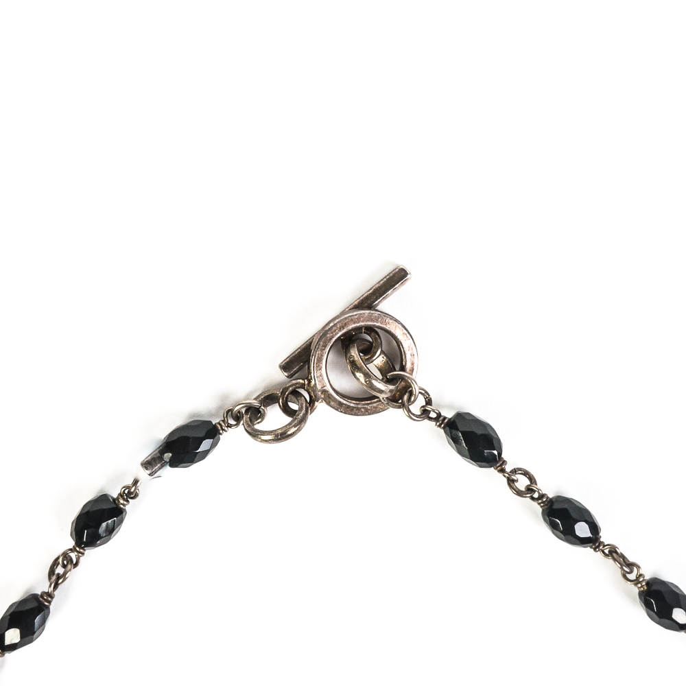 Sterling Silver and Carved Onyx Pendant Necklace