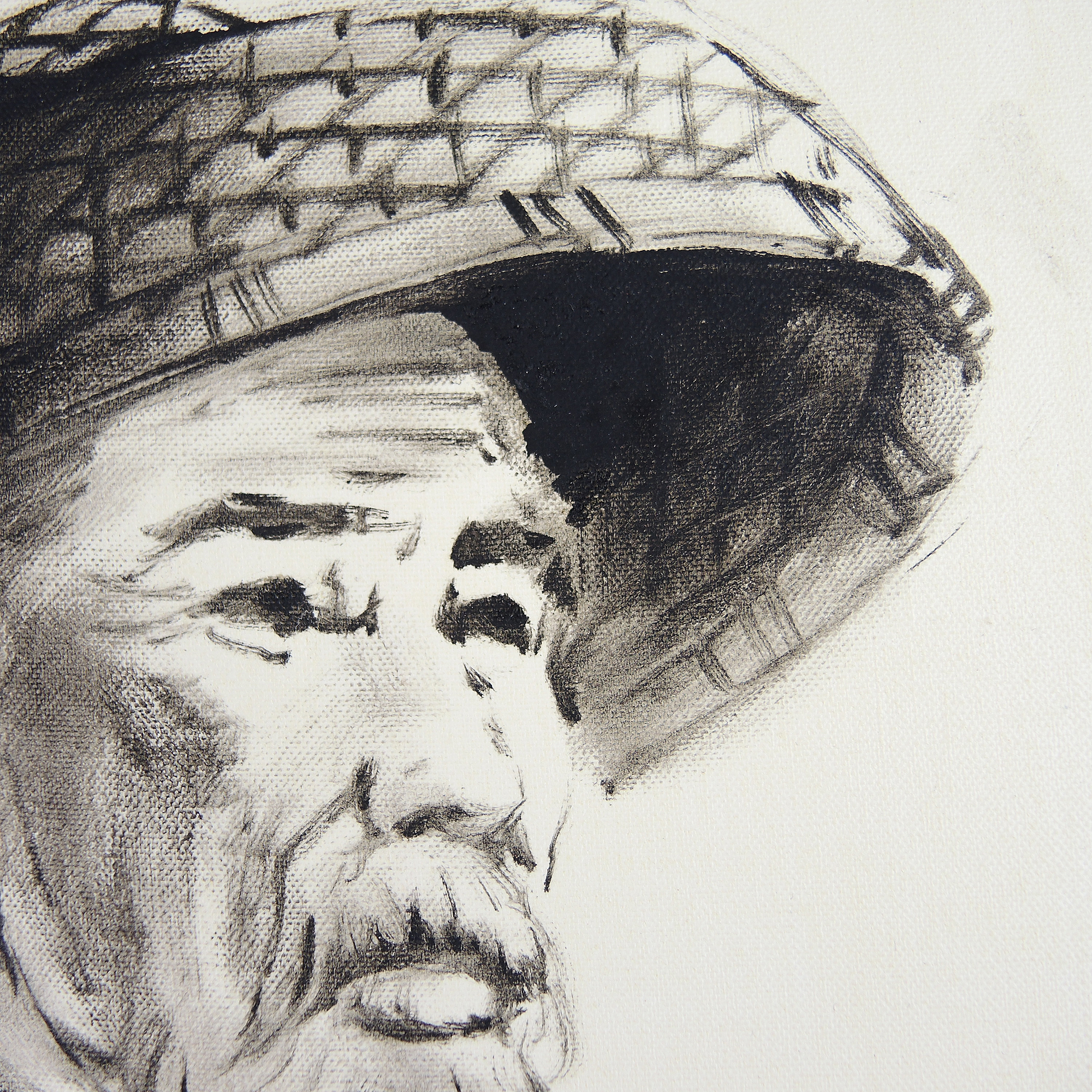 Signed Mixed Media of an Asian Elder
