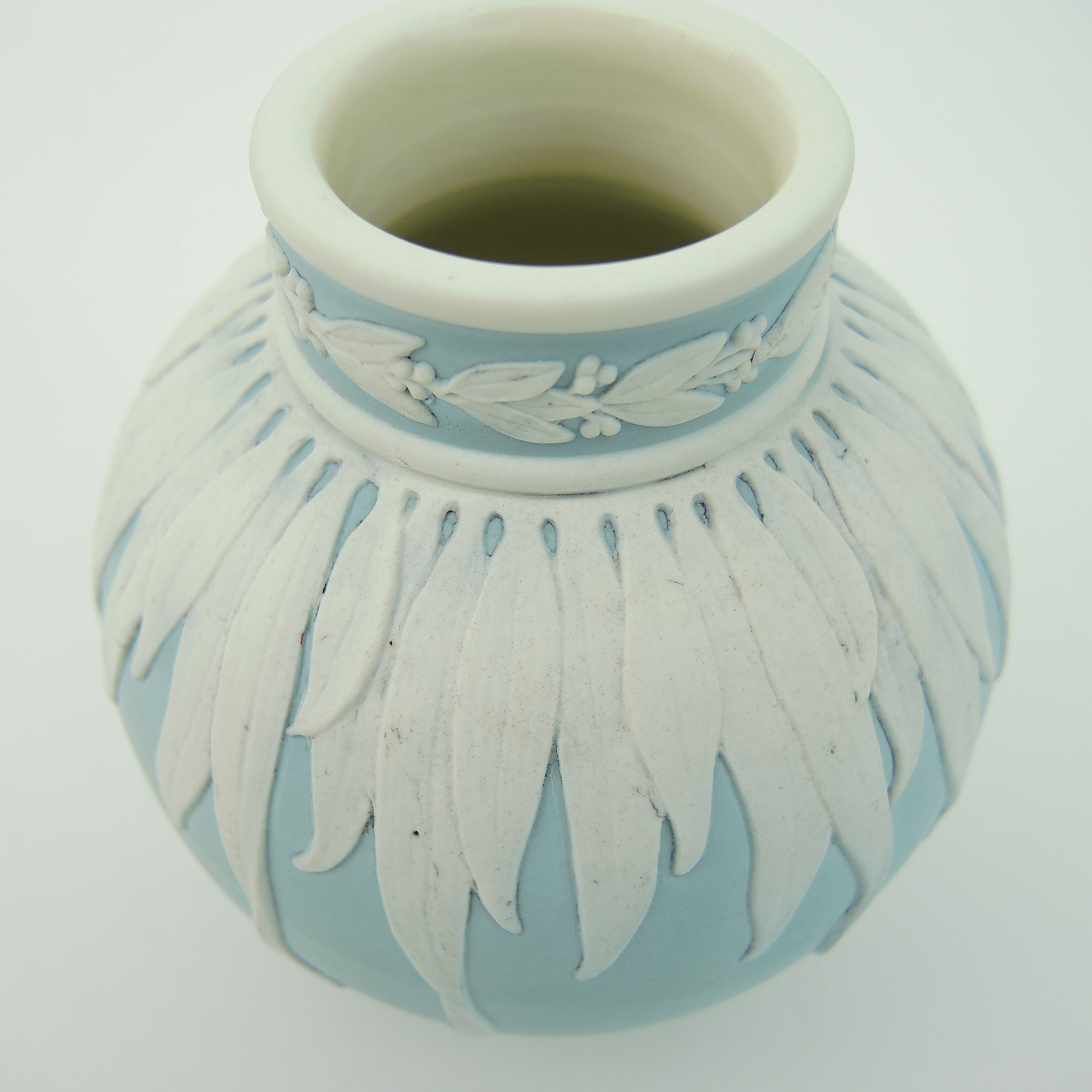 Gustavsberg White on Aqua Vase