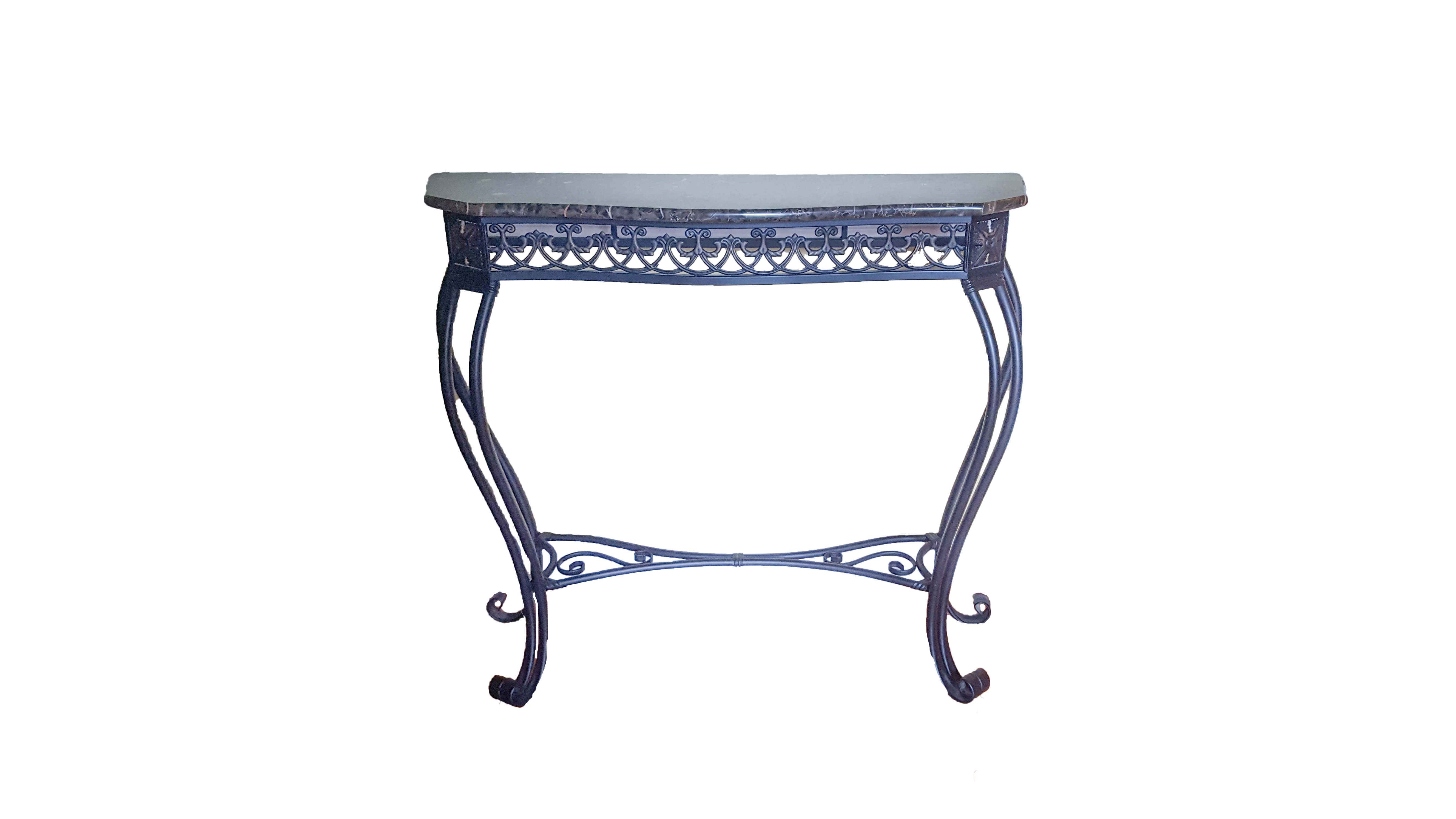 Black Marble Top Metal Console Table
